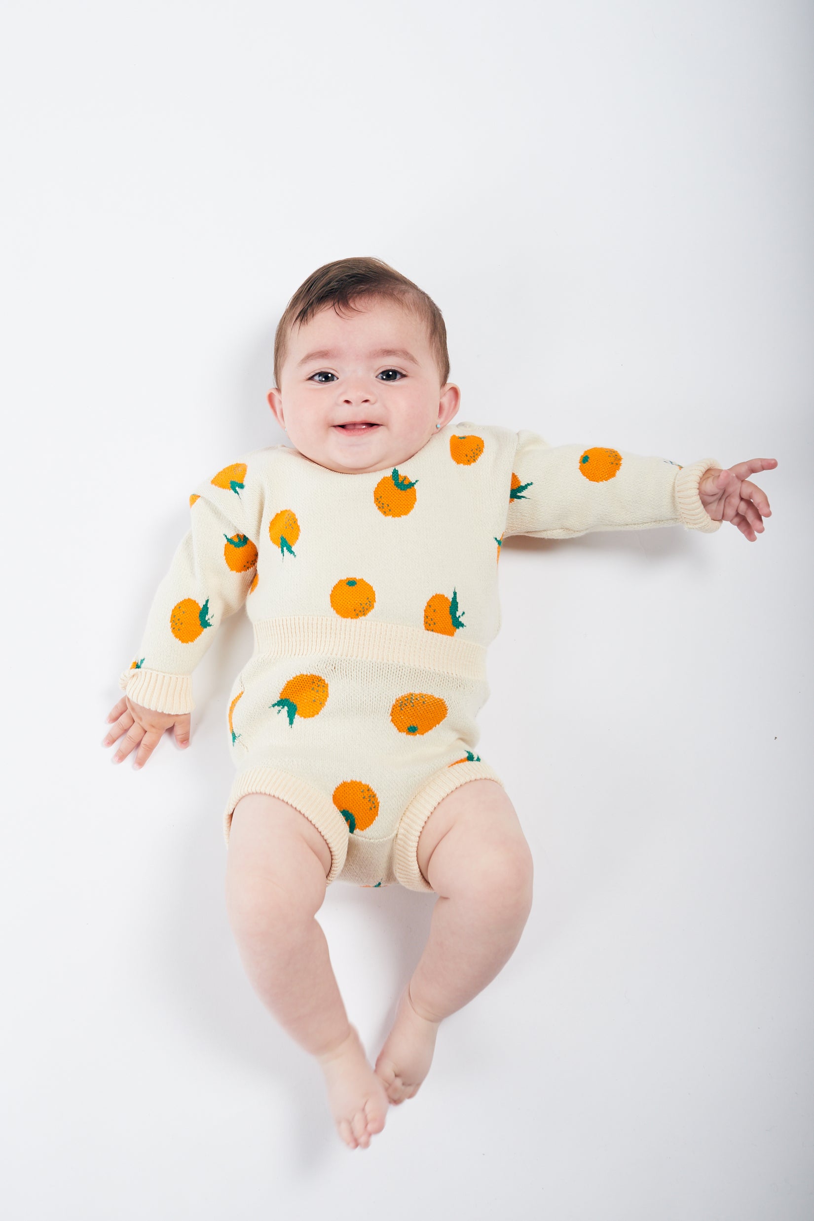 Baby Girls Rice White Oranges Cotton Sweater