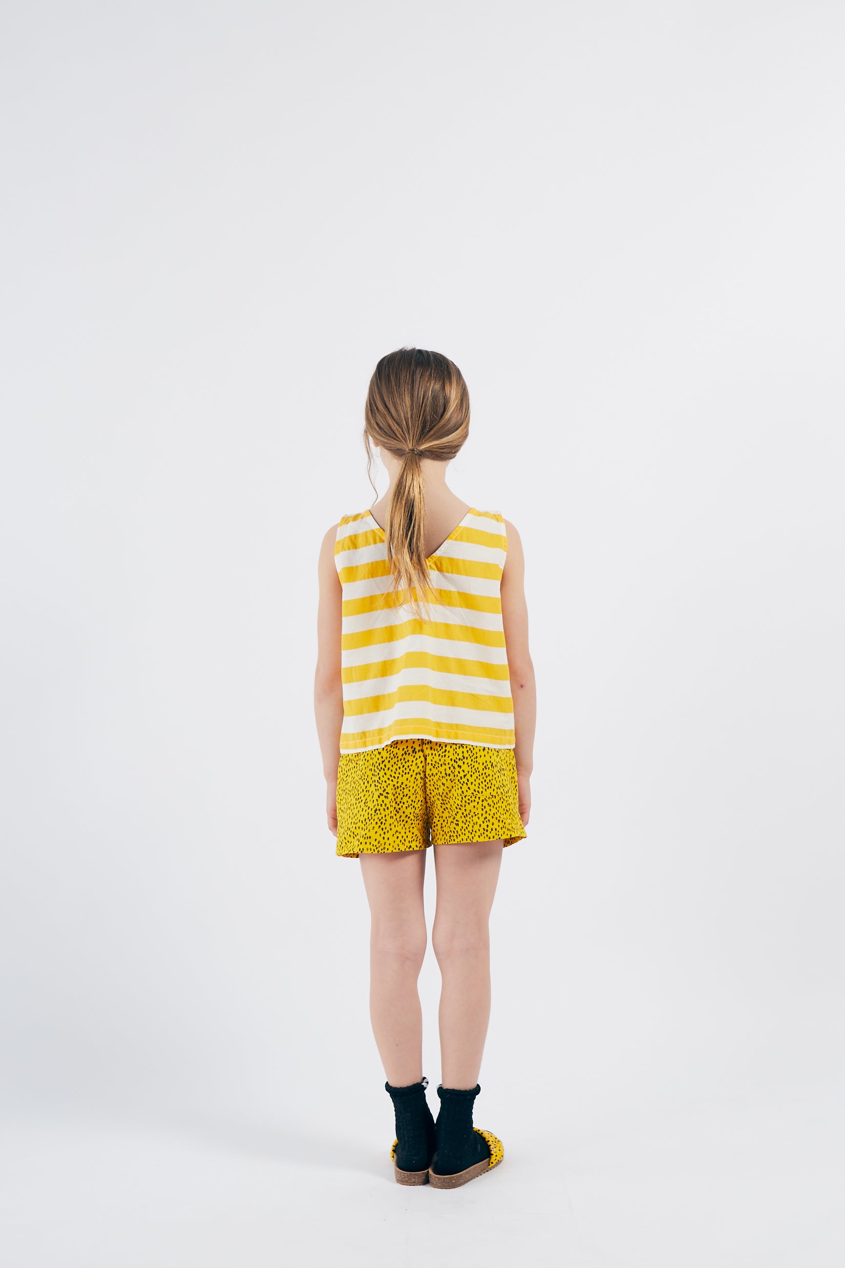 Girls Yellow Stripe Cotton Tank Top