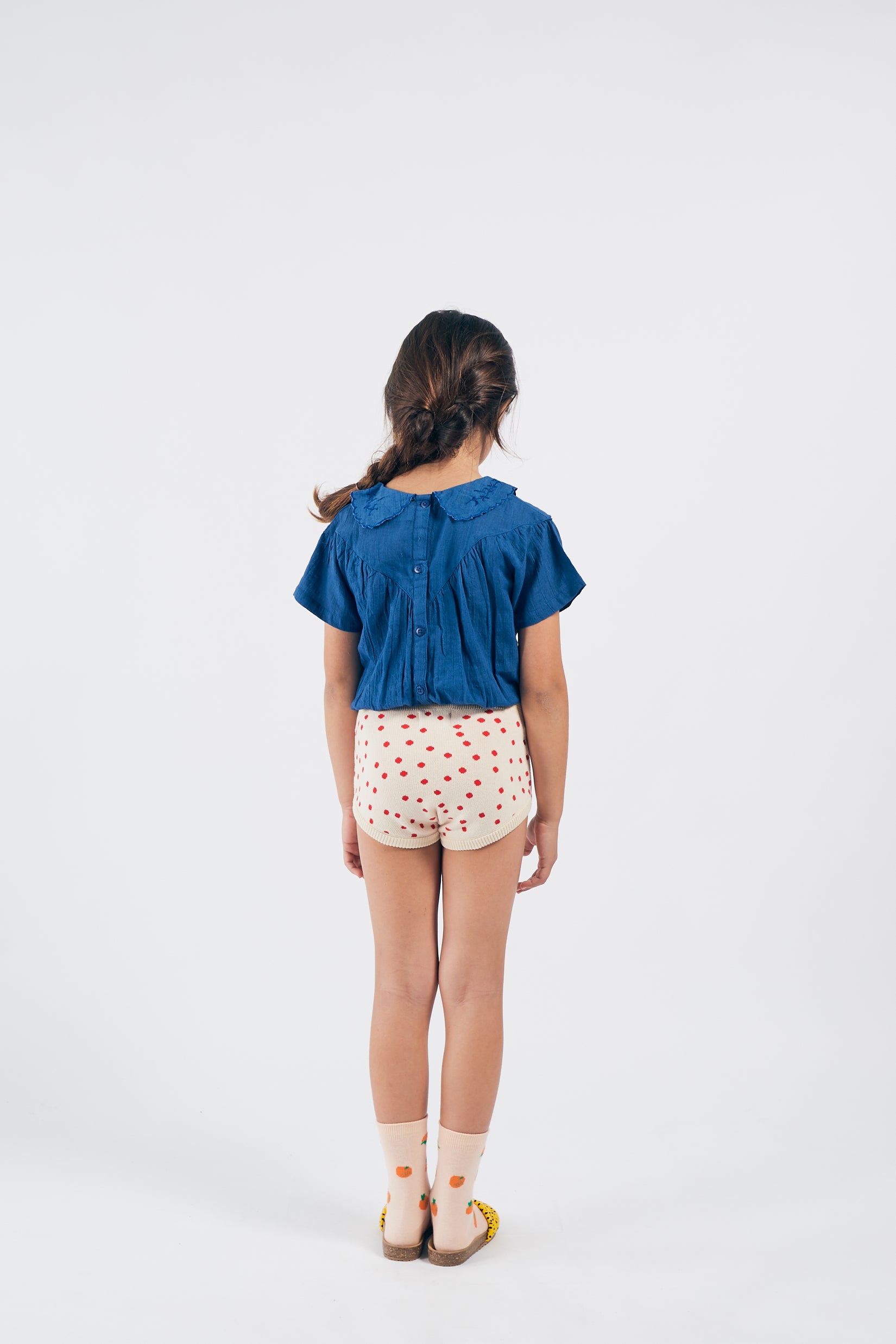 Girls Blue Embroidered Cotton Top