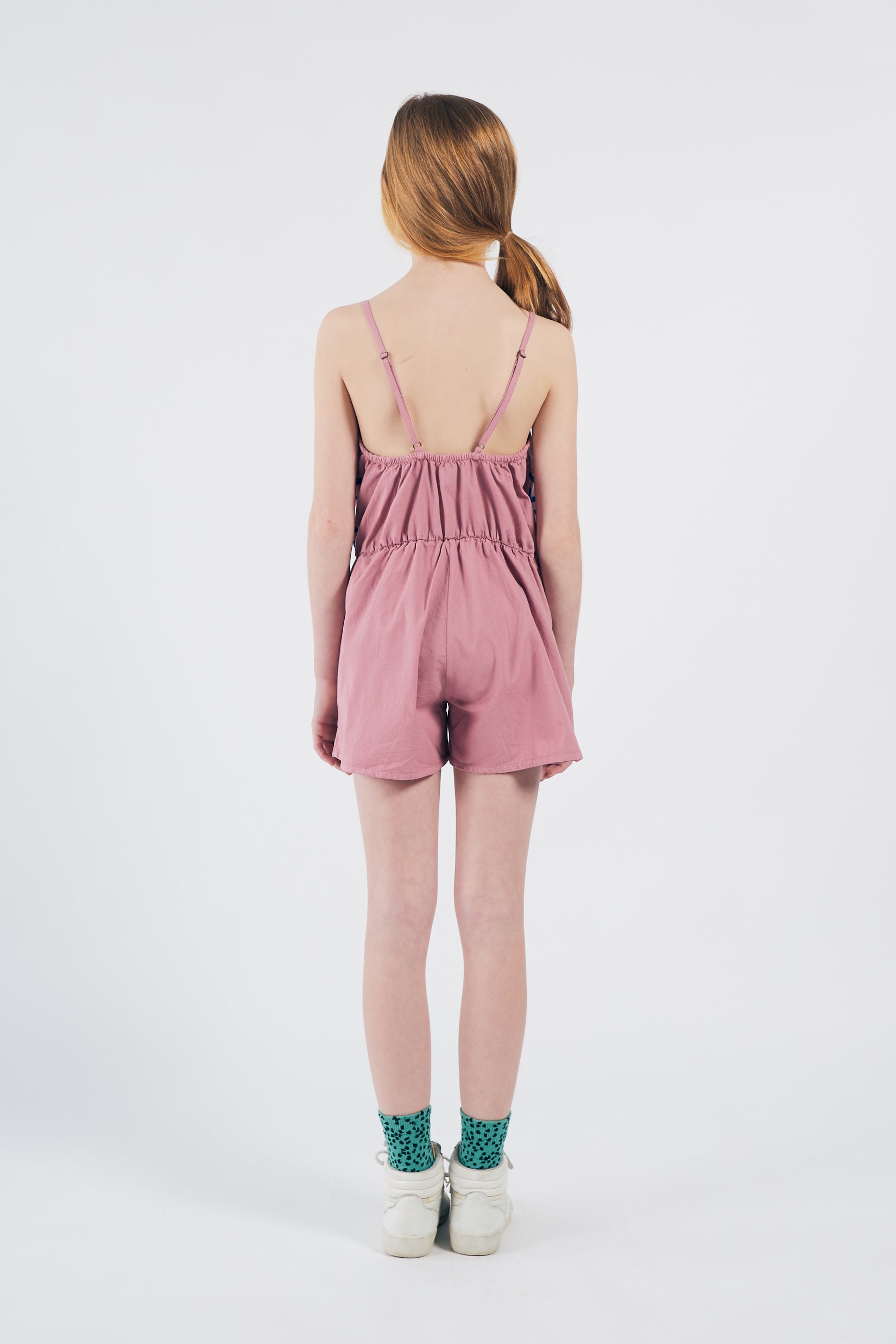 Girls Pink & Blue Cotton Jumpsuit