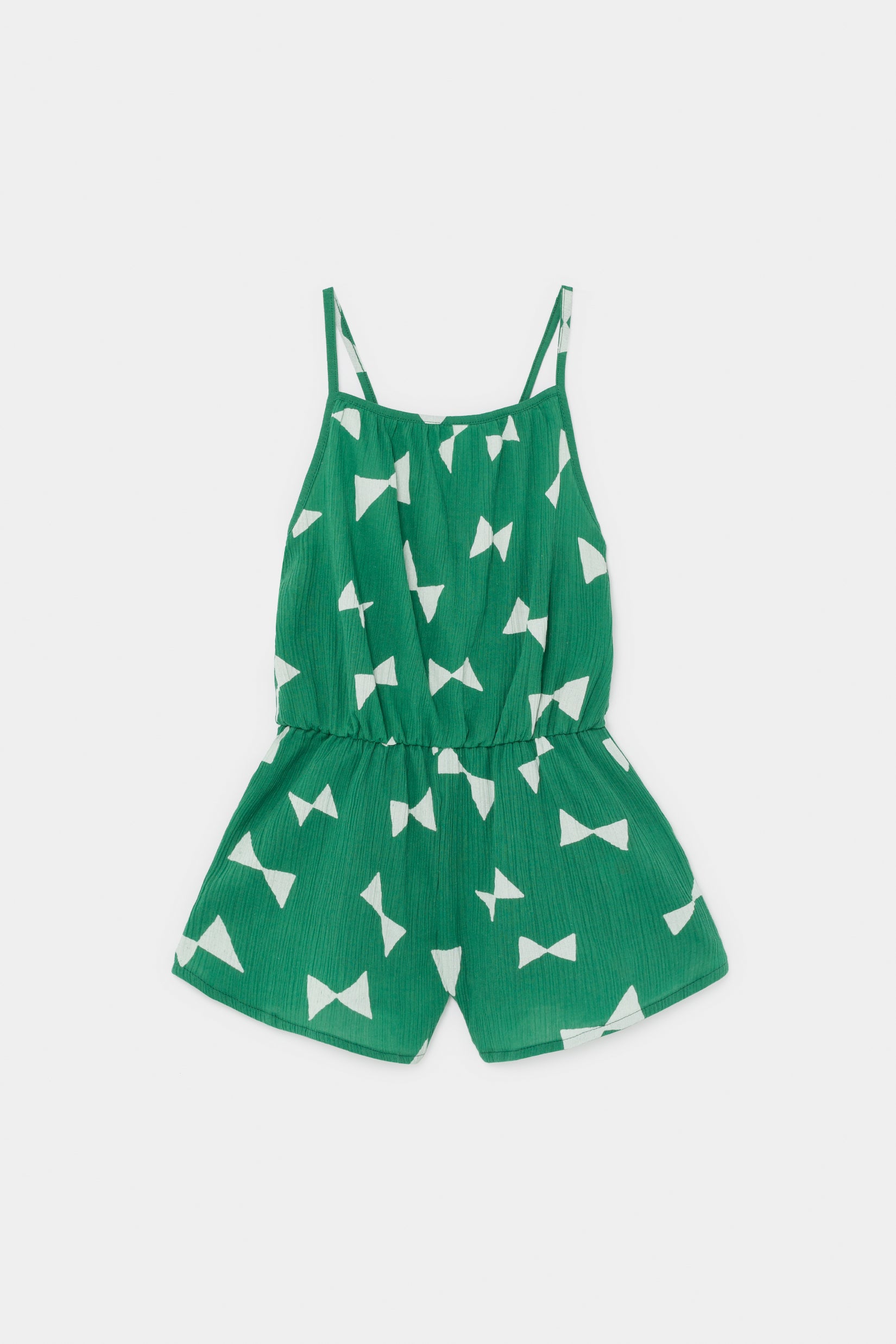 Girls Green Bow Cotton Jumpsuit