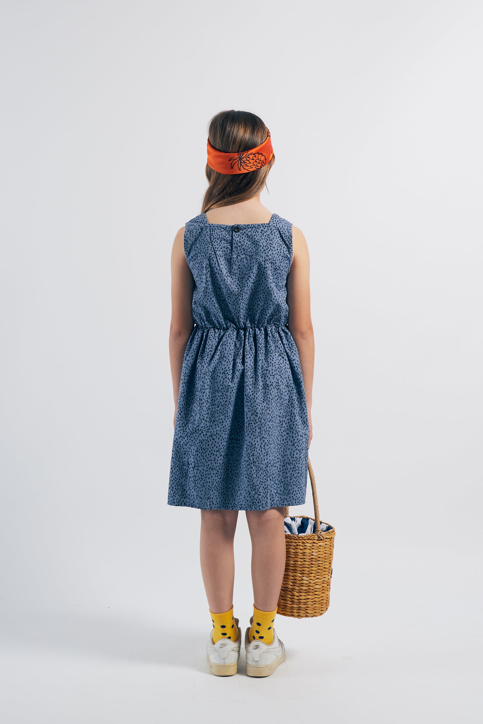 Girls Blue Leopard Cotton Dress