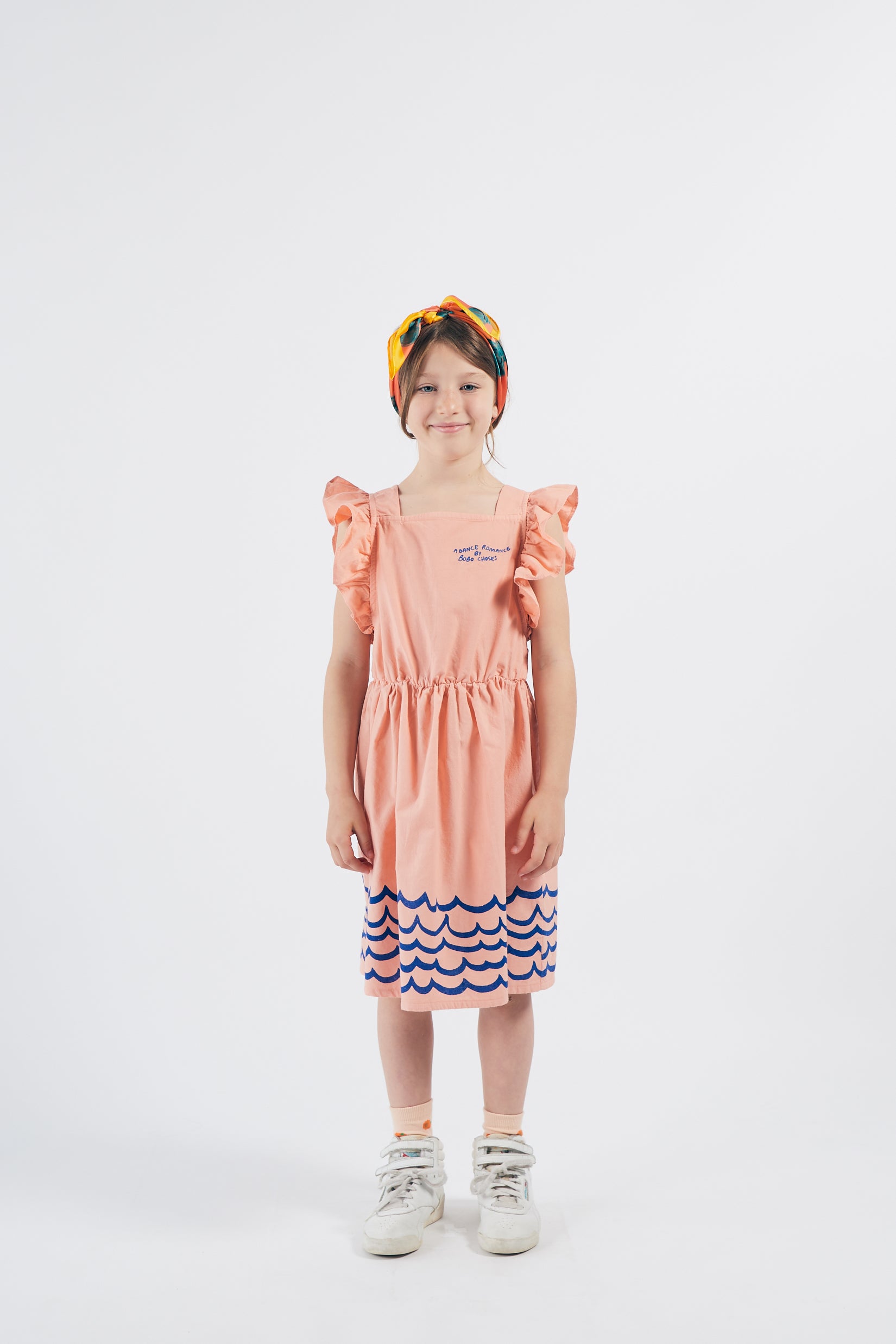 Girls Pink & Blue Ruffle Cotton Dress