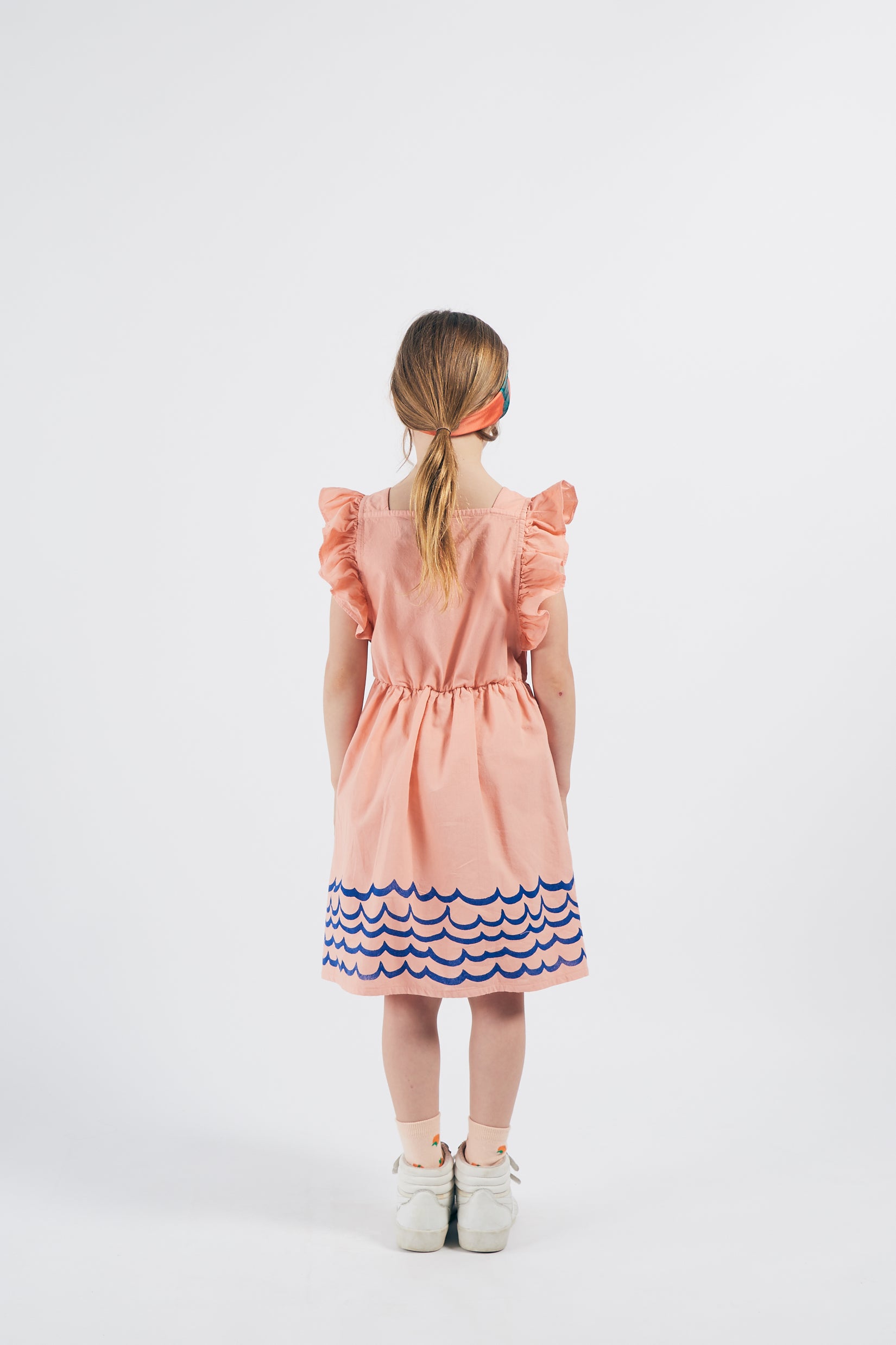Girls Pink & Blue Ruffle Cotton Dress