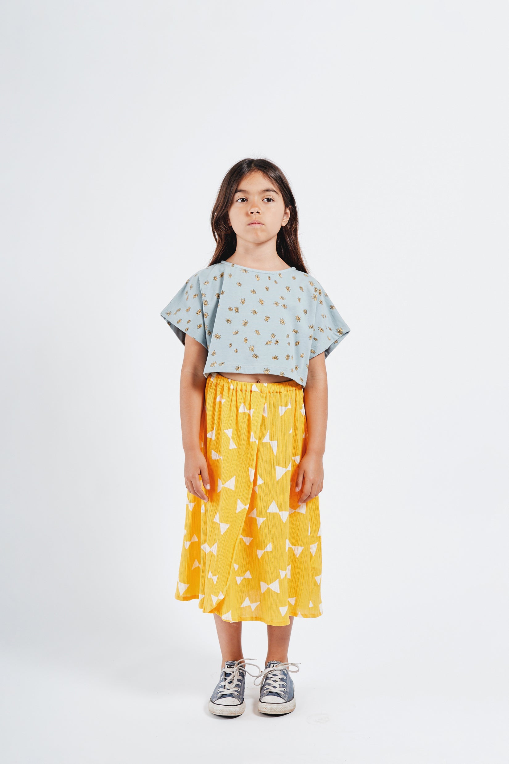 Girls Yellow Bow Cotton Skirt