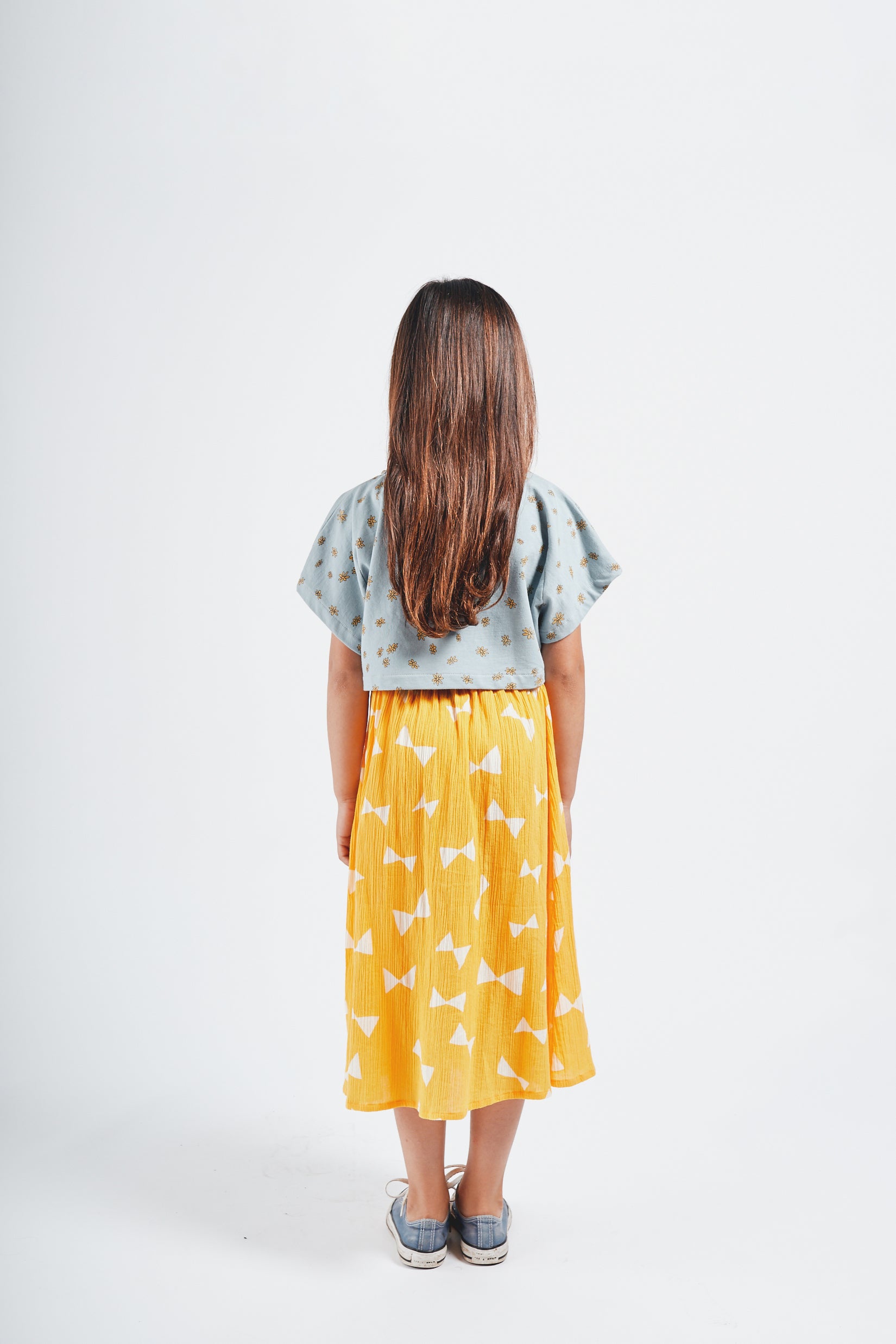 Girls Yellow Bow Cotton Skirt