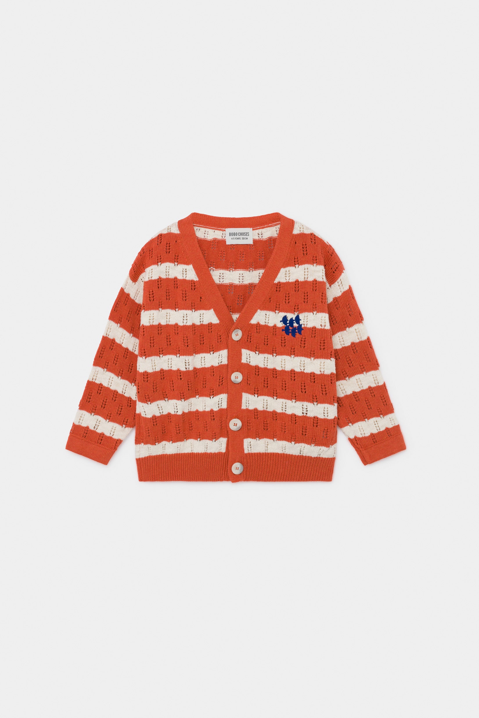 Girls Orange Striped Knitted Cardigan