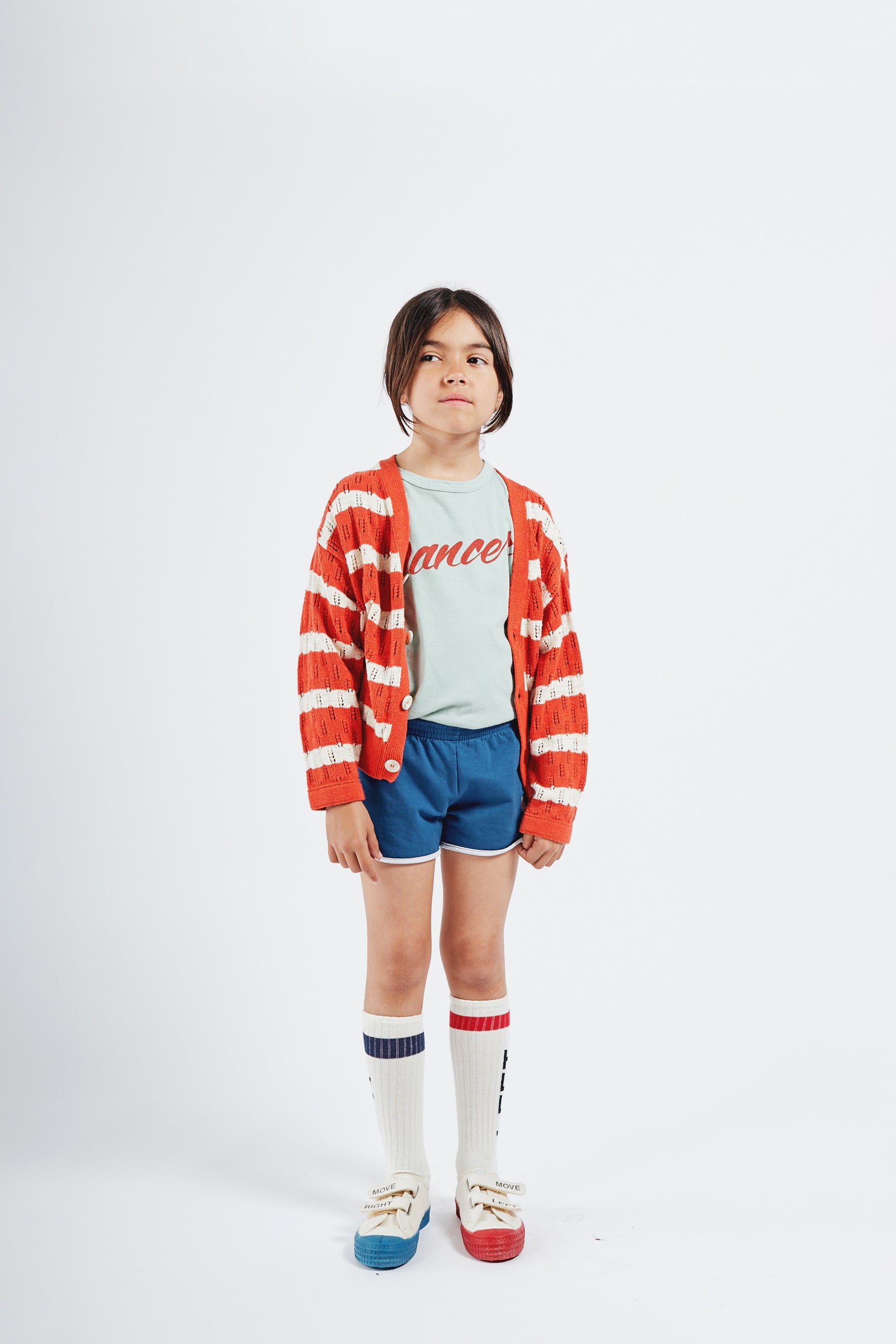 Girls Orange Striped Knitted Cardigan