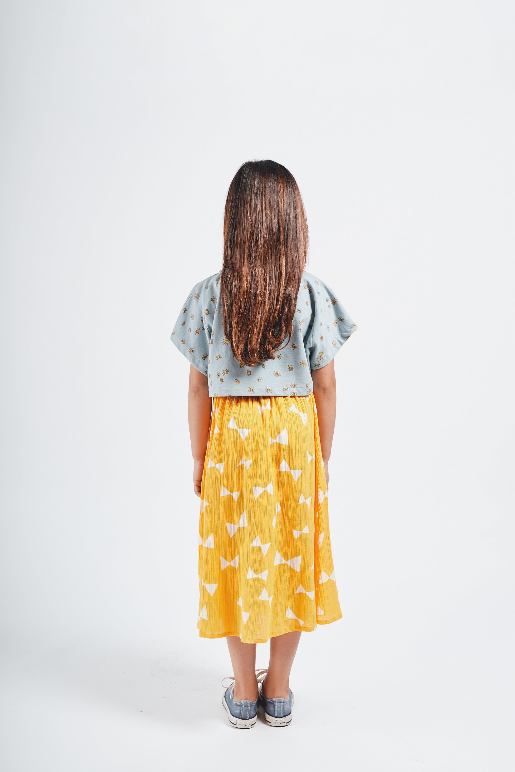 Girls Blue Daisy Cropped Top