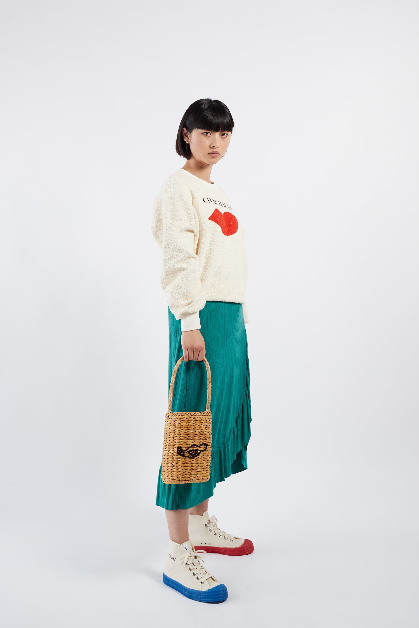 Girls Straw Bird Tote Bag