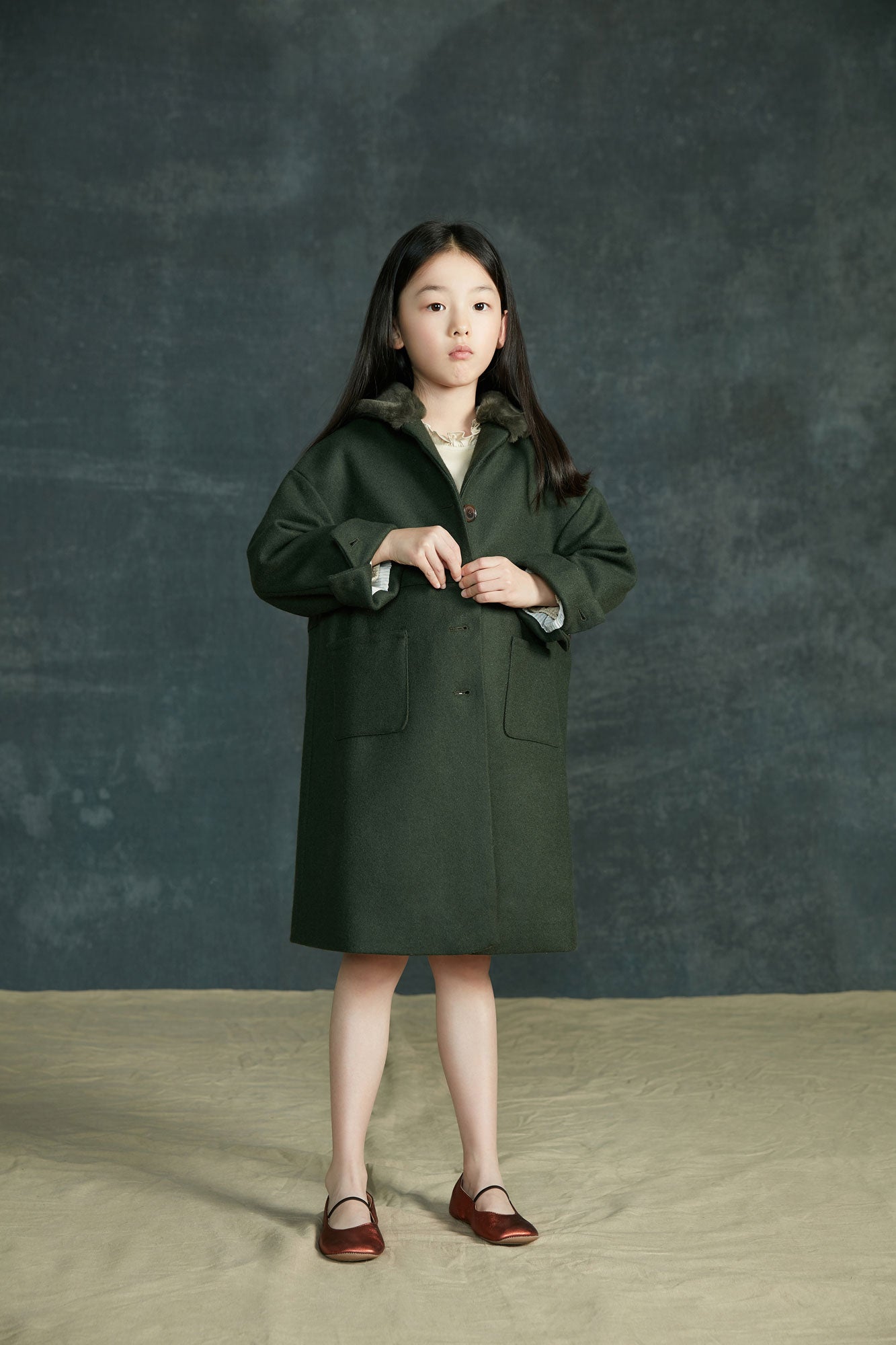 Boys & Girls Khaki Wool Coat