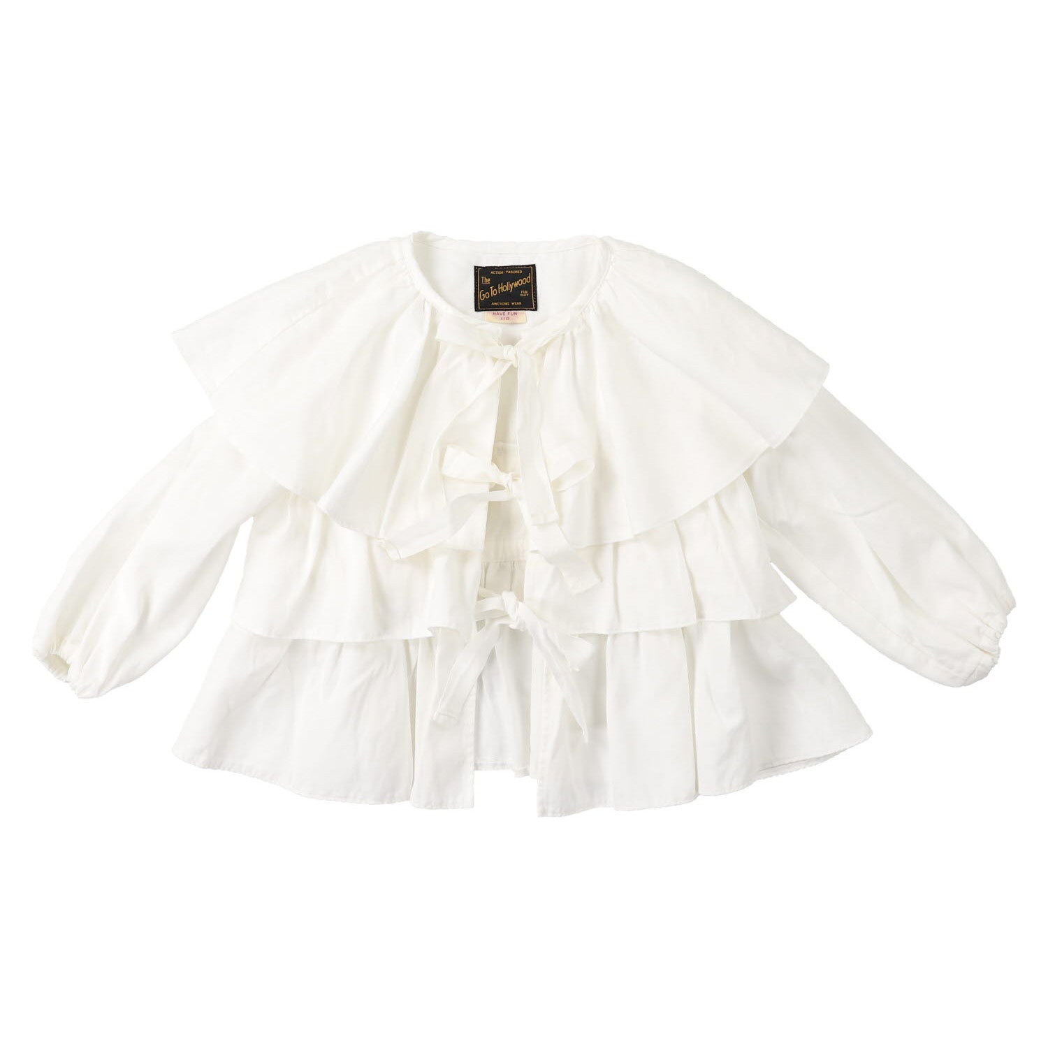 Girls White Ruffle Shirt