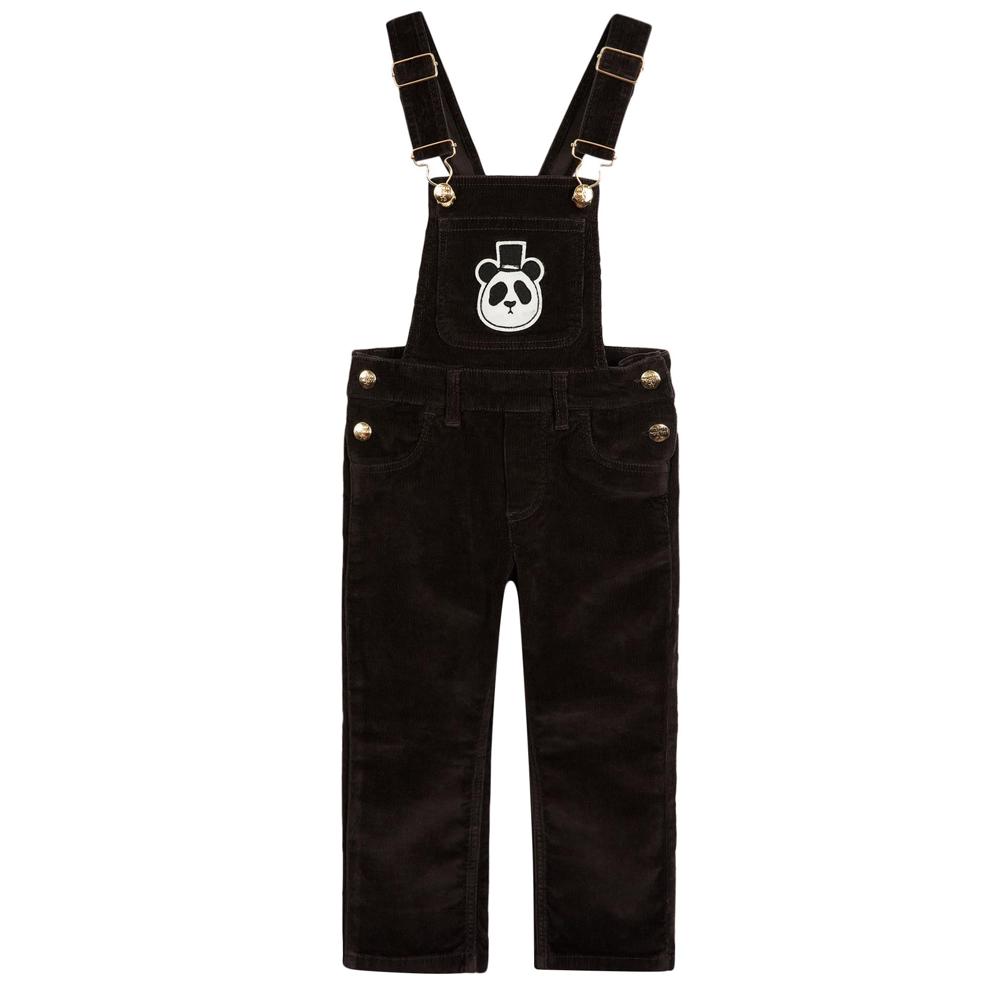 Girls Black Organic Cotton Needle Cord Dungarees - CÉMAROSE | Children's Fashion Store - 1
