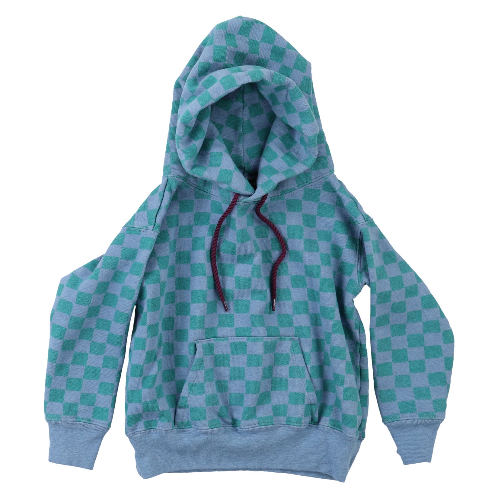 Boys Blue Check Hooded Sweatshirt