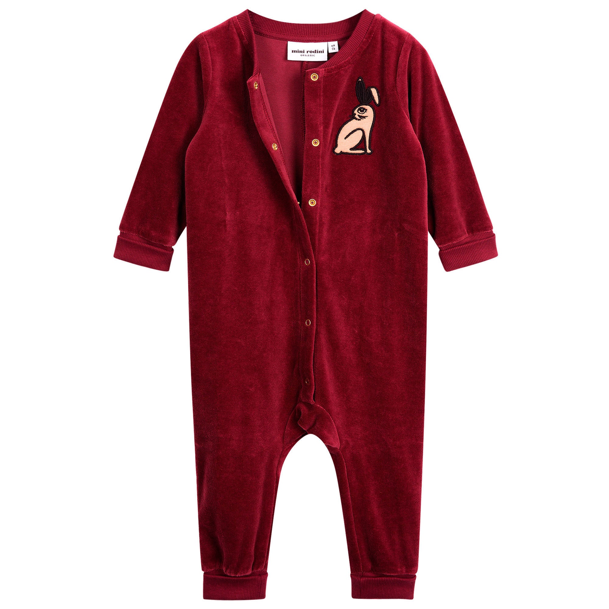 Baby Dark Red Bunny Printed Cotton Babygrow - CÉMAROSE | Children's Fashion Store - 2