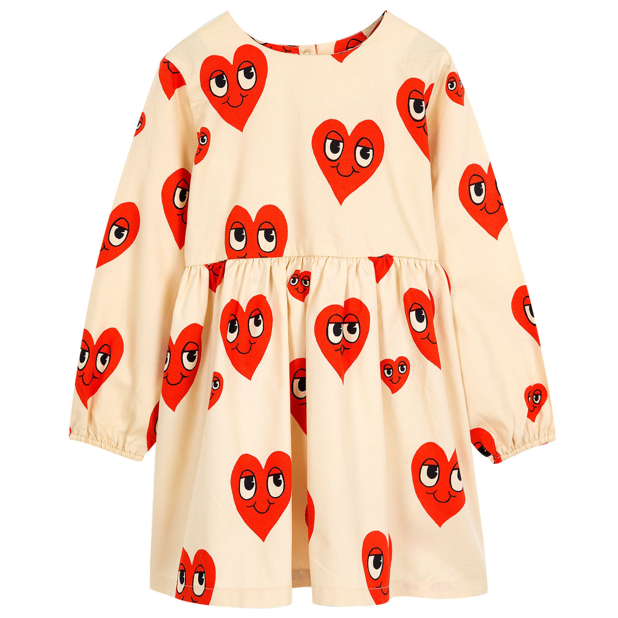Girls White & Red 'Heart' Printed Trims Cotton Dress - CÉMAROSE | Children's Fashion Store - 1