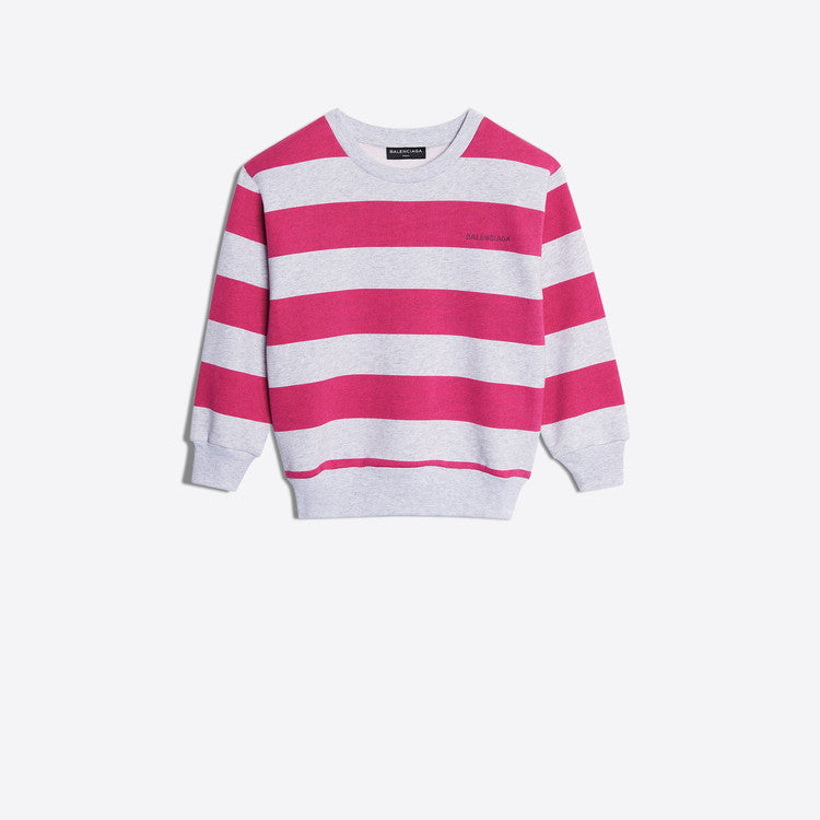 Girls Grey & Pink Stripes Cotton Sweatshirt