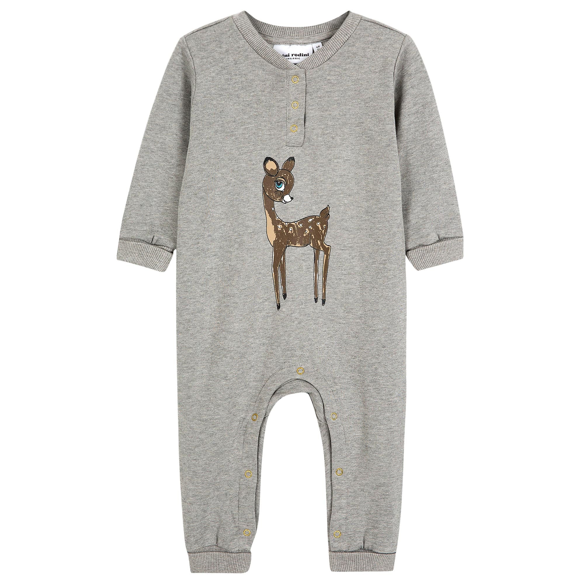 Baby Grey 'Sika deer' Printed Organic Cotton Babygrow - CÉMAROSE | Children's Fashion Store - 1