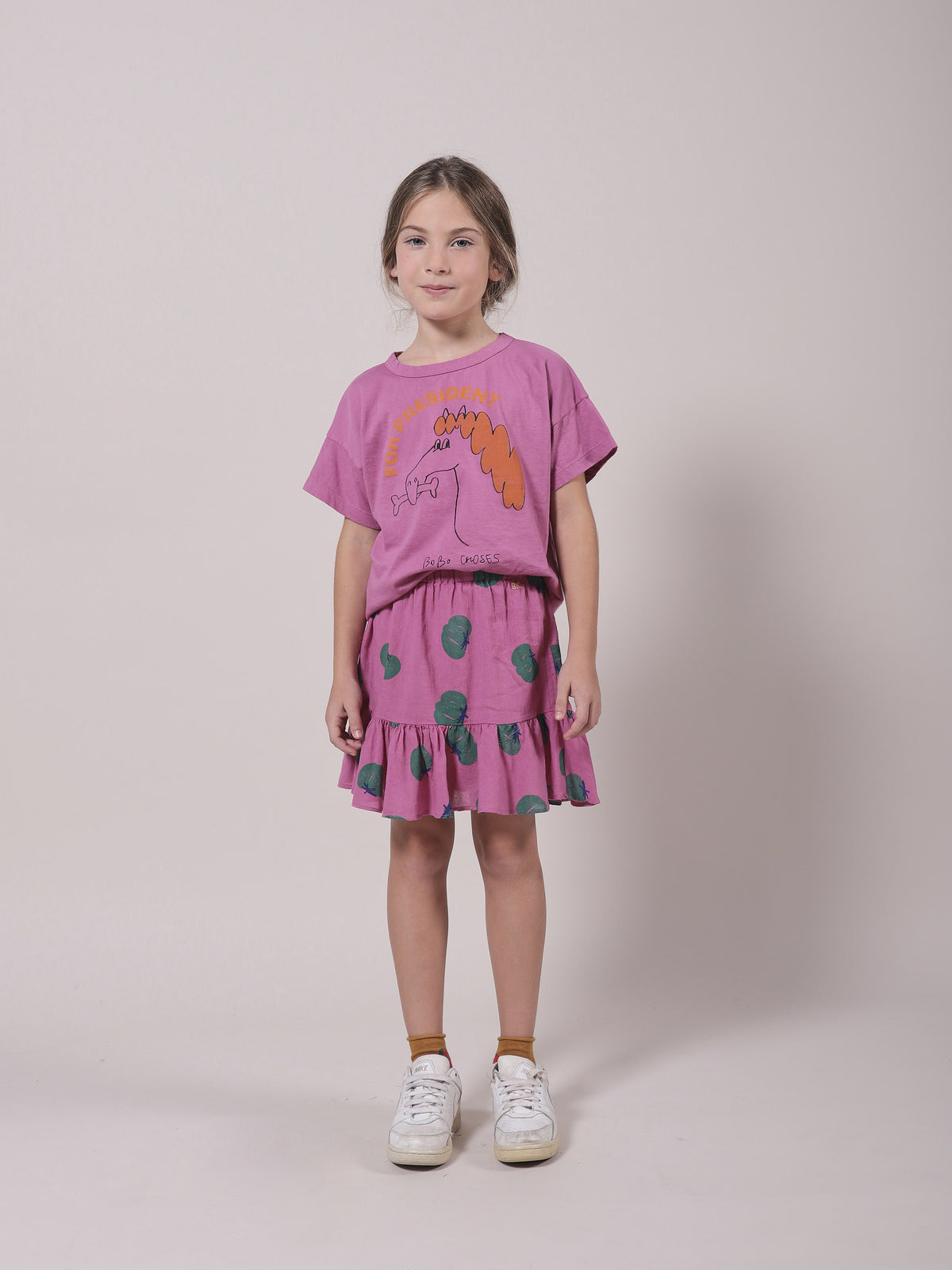 T-shirt en coton mauve cheval pour fille