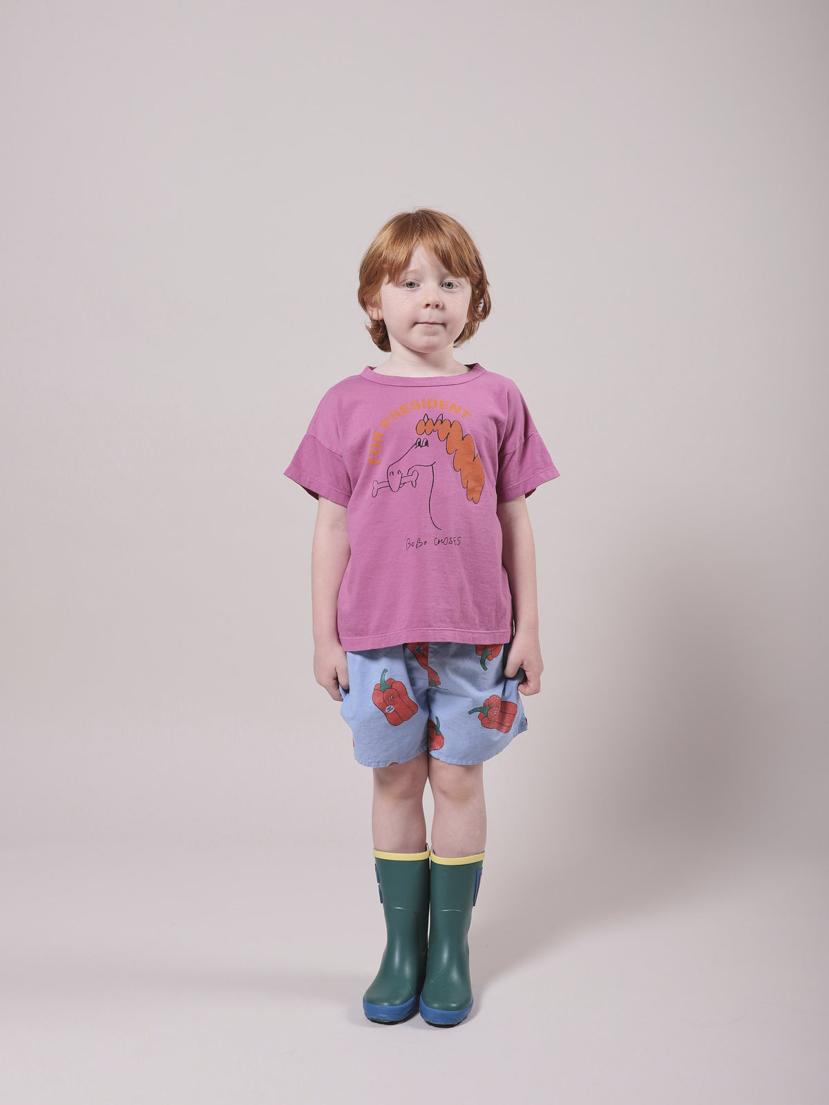 T-shirt en coton mauve cheval pour fille