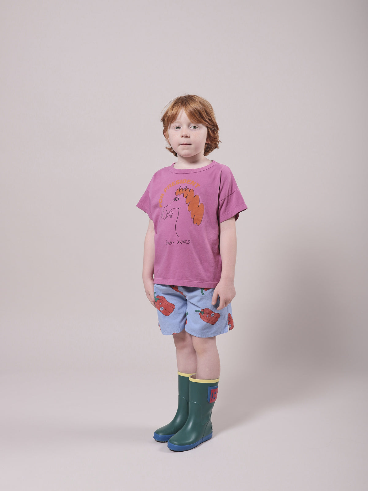 T-shirt en coton mauve cheval pour fille