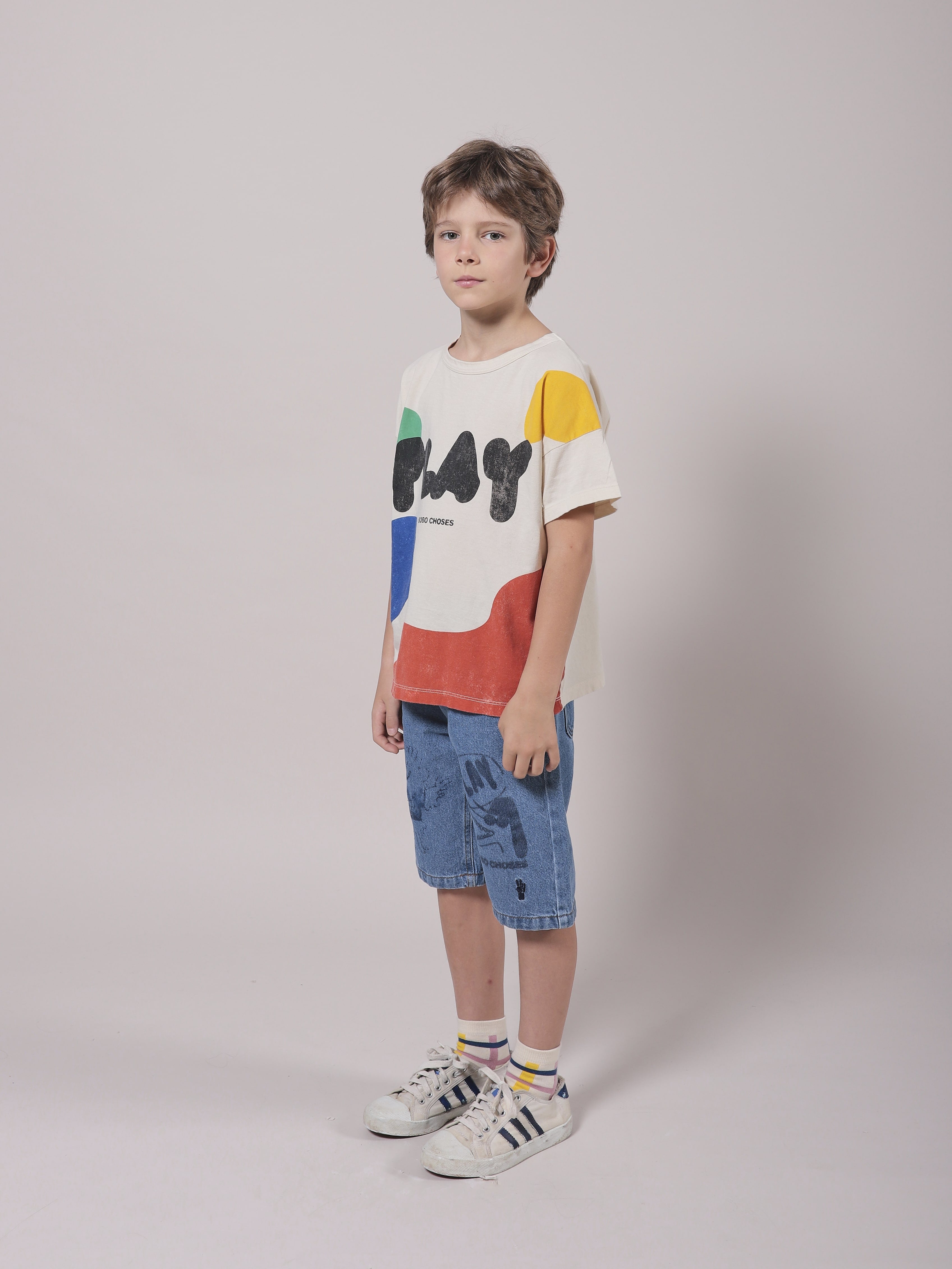 Girls White Play Cotton T-Shirt