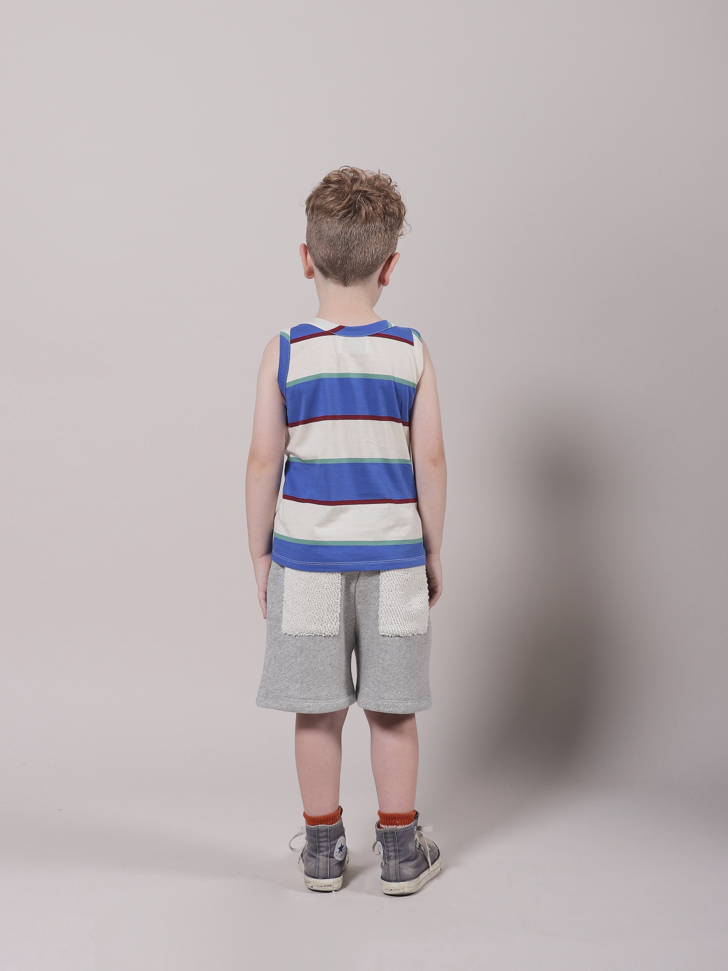 Girls Blue Stripes Cotton Tank Top