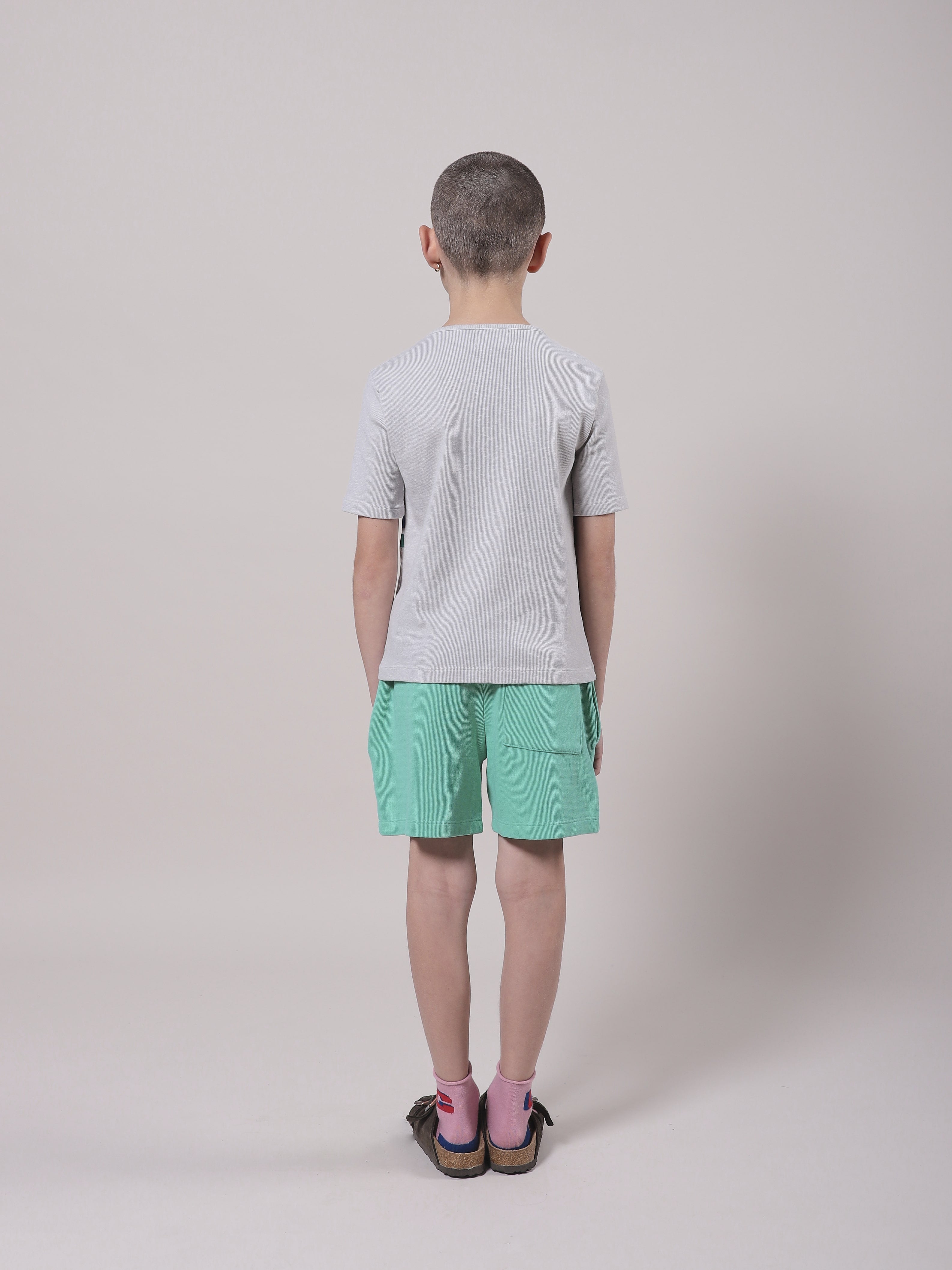 Girls Grey Stripes Cotton T-Shirt