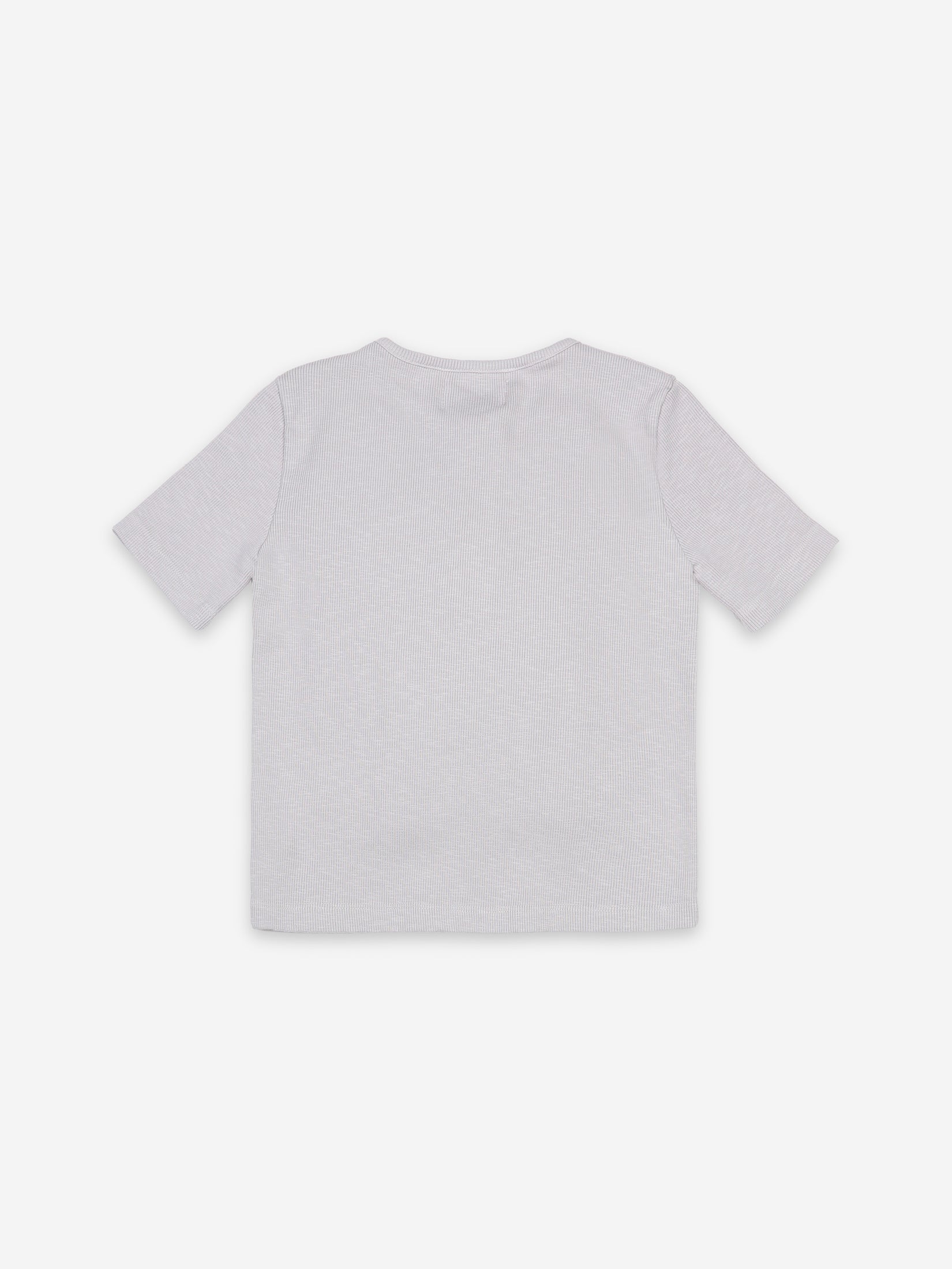 Girls Grey Stripes Cotton T-Shirt