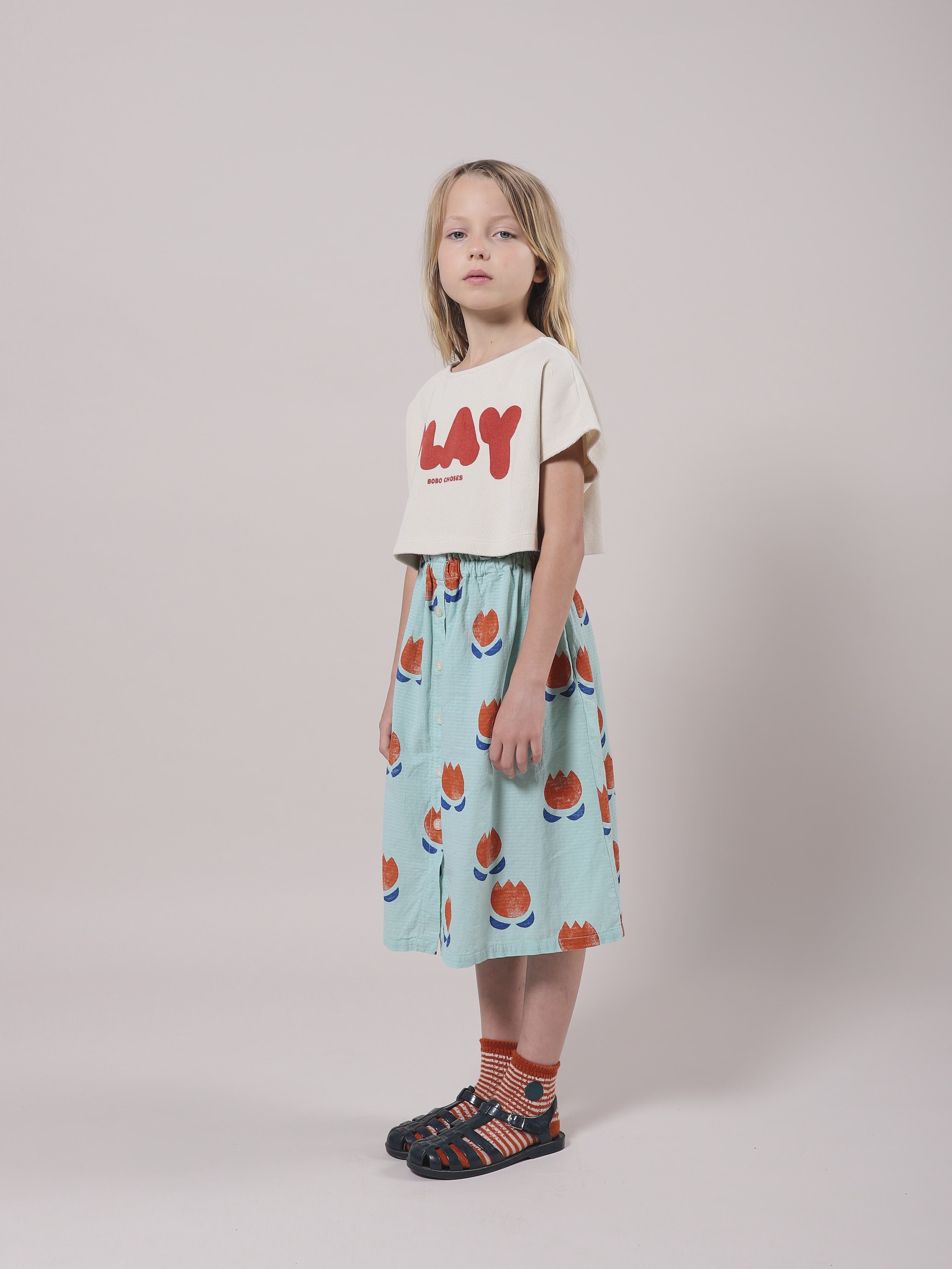 Girls White Play Cotton T-Shirt