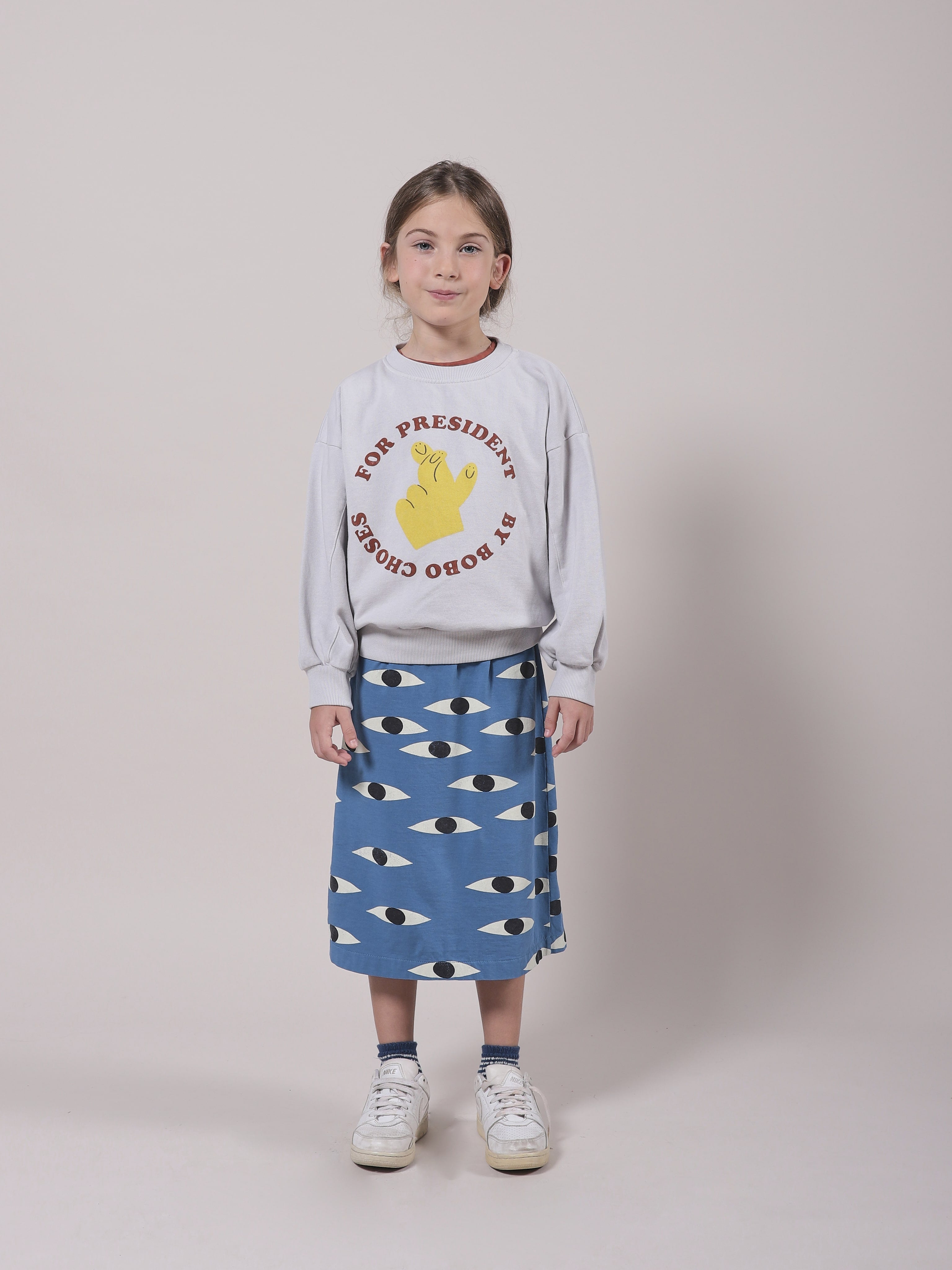 Girls Grey Fingers Cotton Sweatshirt