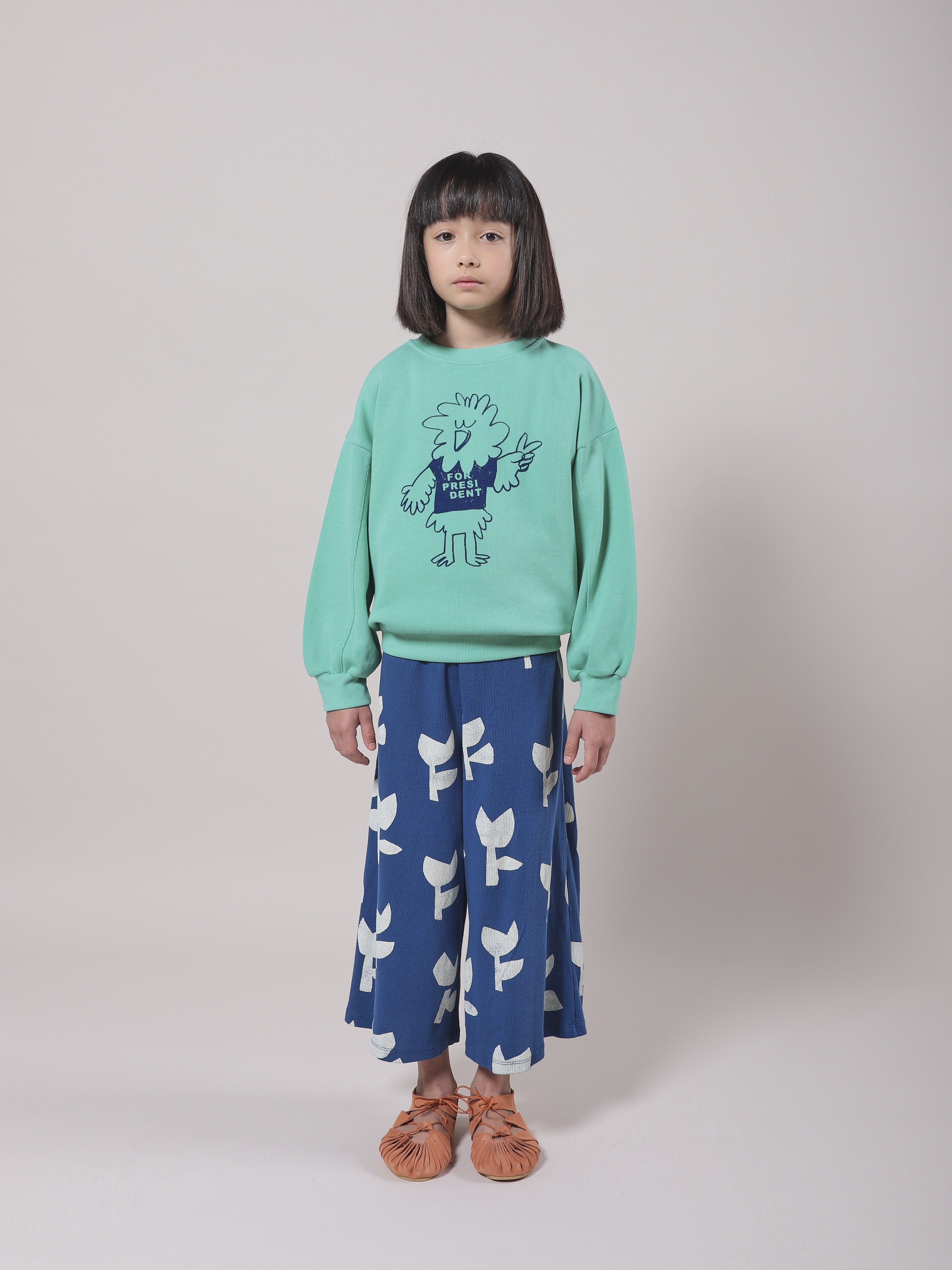 Girls Blue Poppy Cotton Trousers