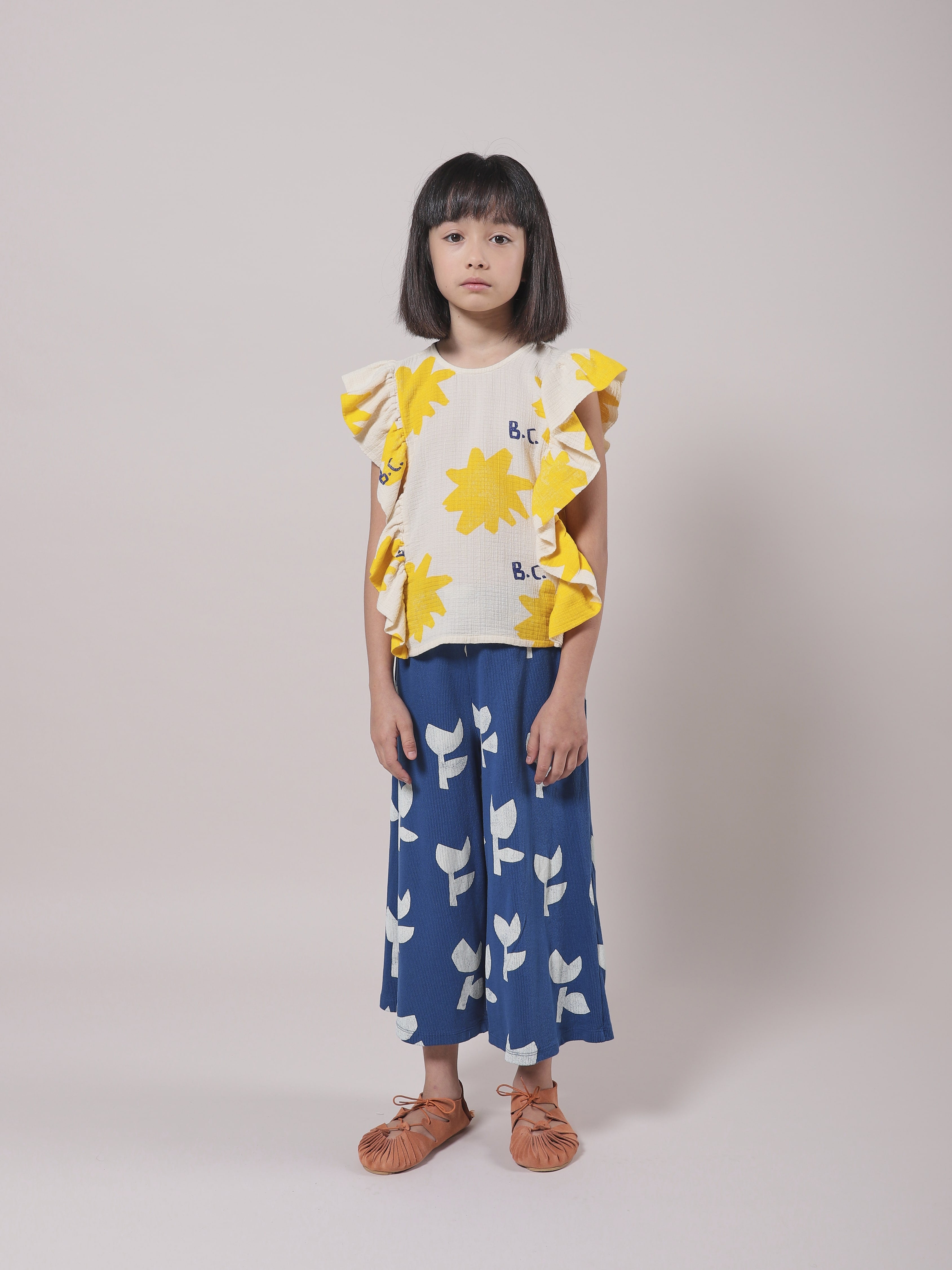 Girls Blue Poppy Cotton Trousers