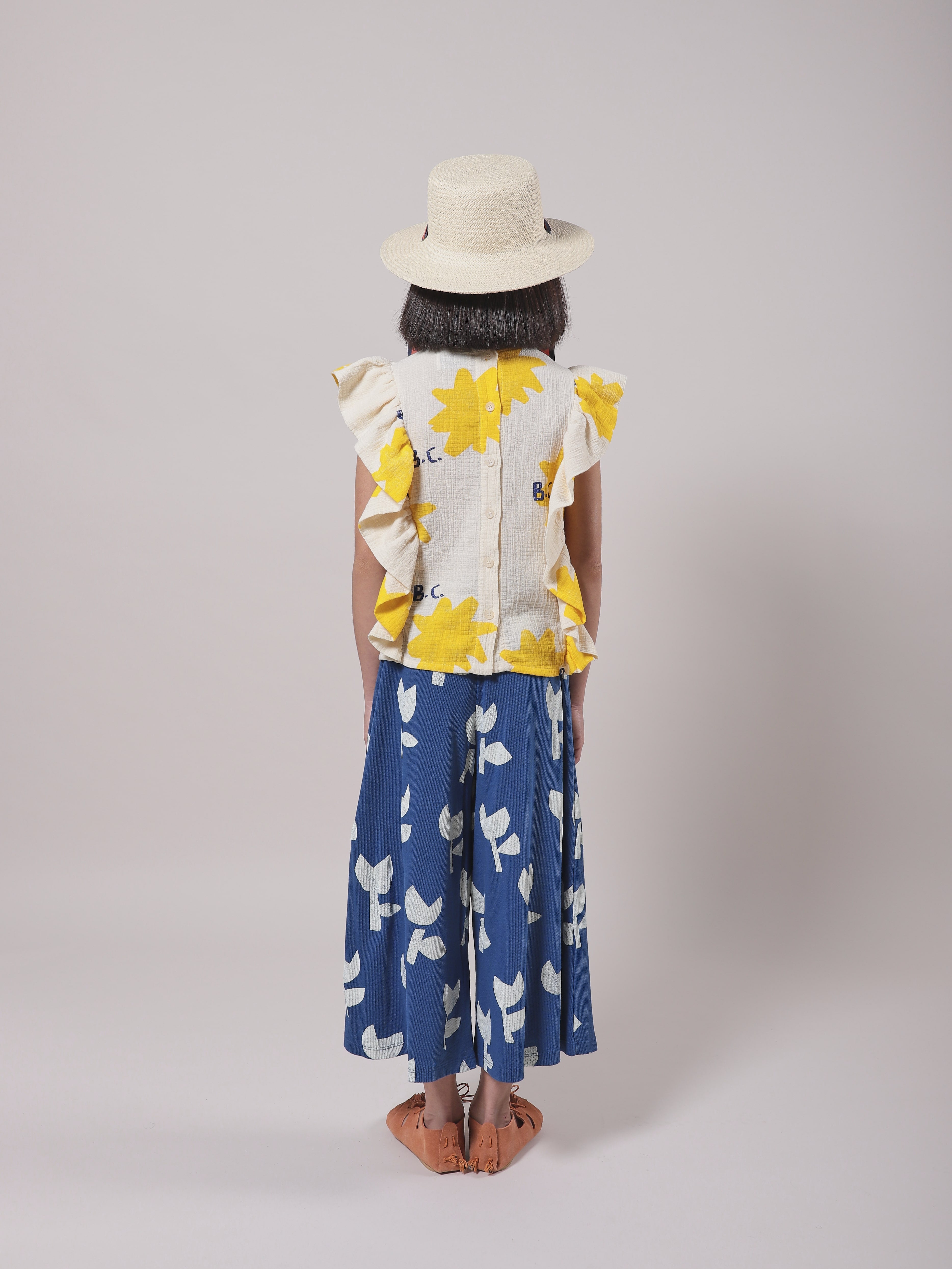Girls Blue Poppy Cotton Trousers