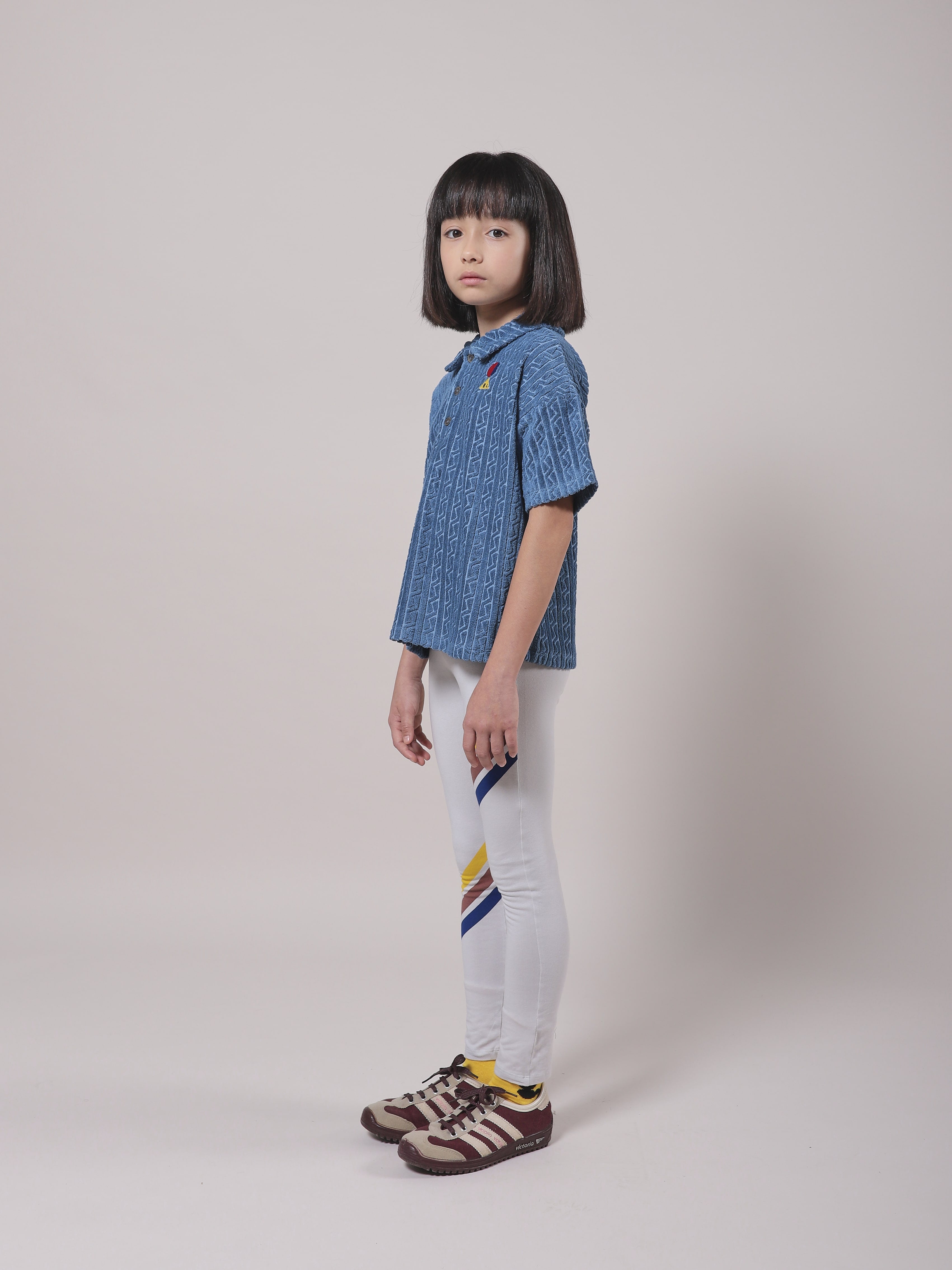 Girls Grey Stripes Cotton Leggings