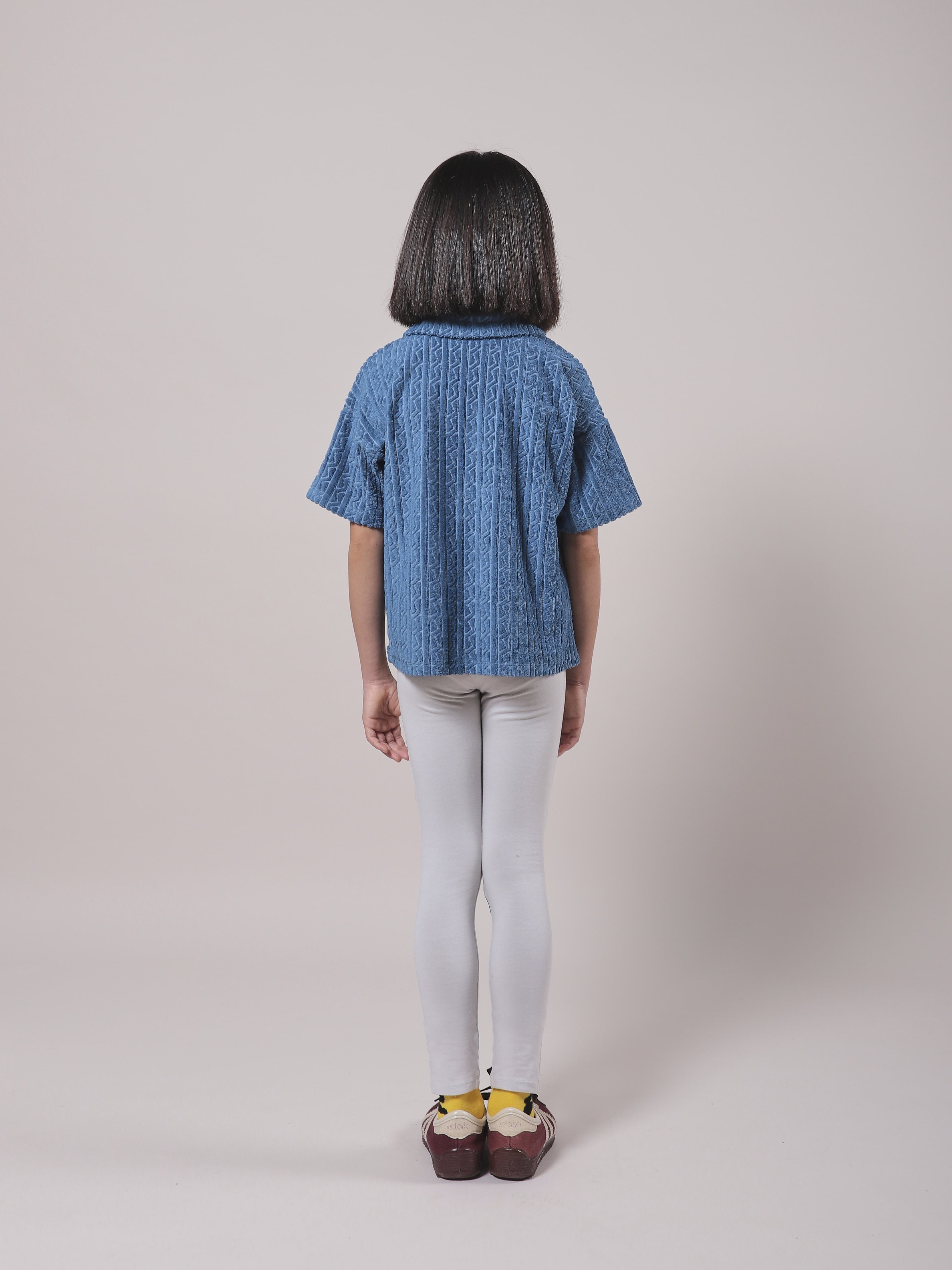 Girls Grey Stripes Cotton Leggings