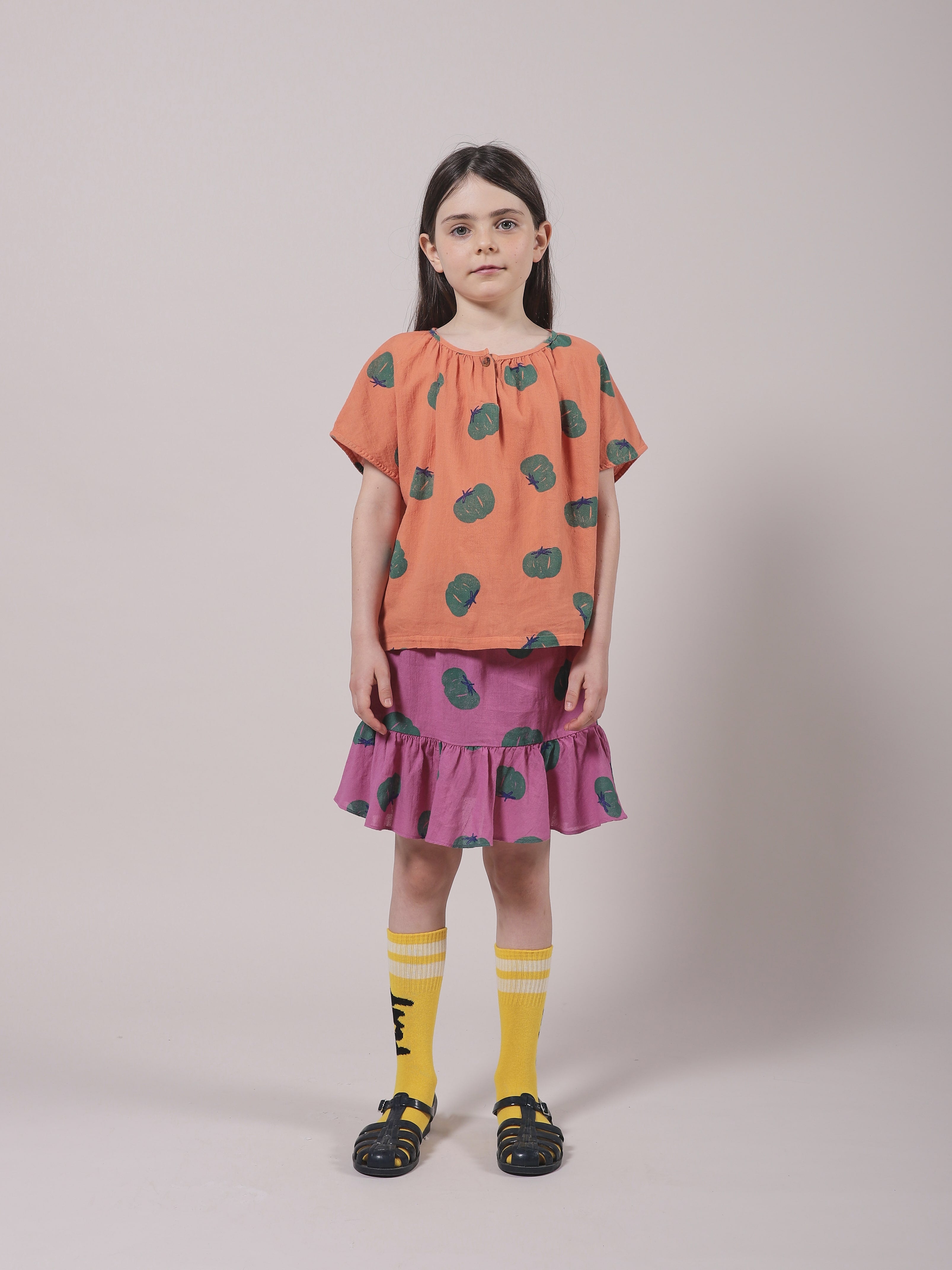 Girls Orange Tomato Cotton Top