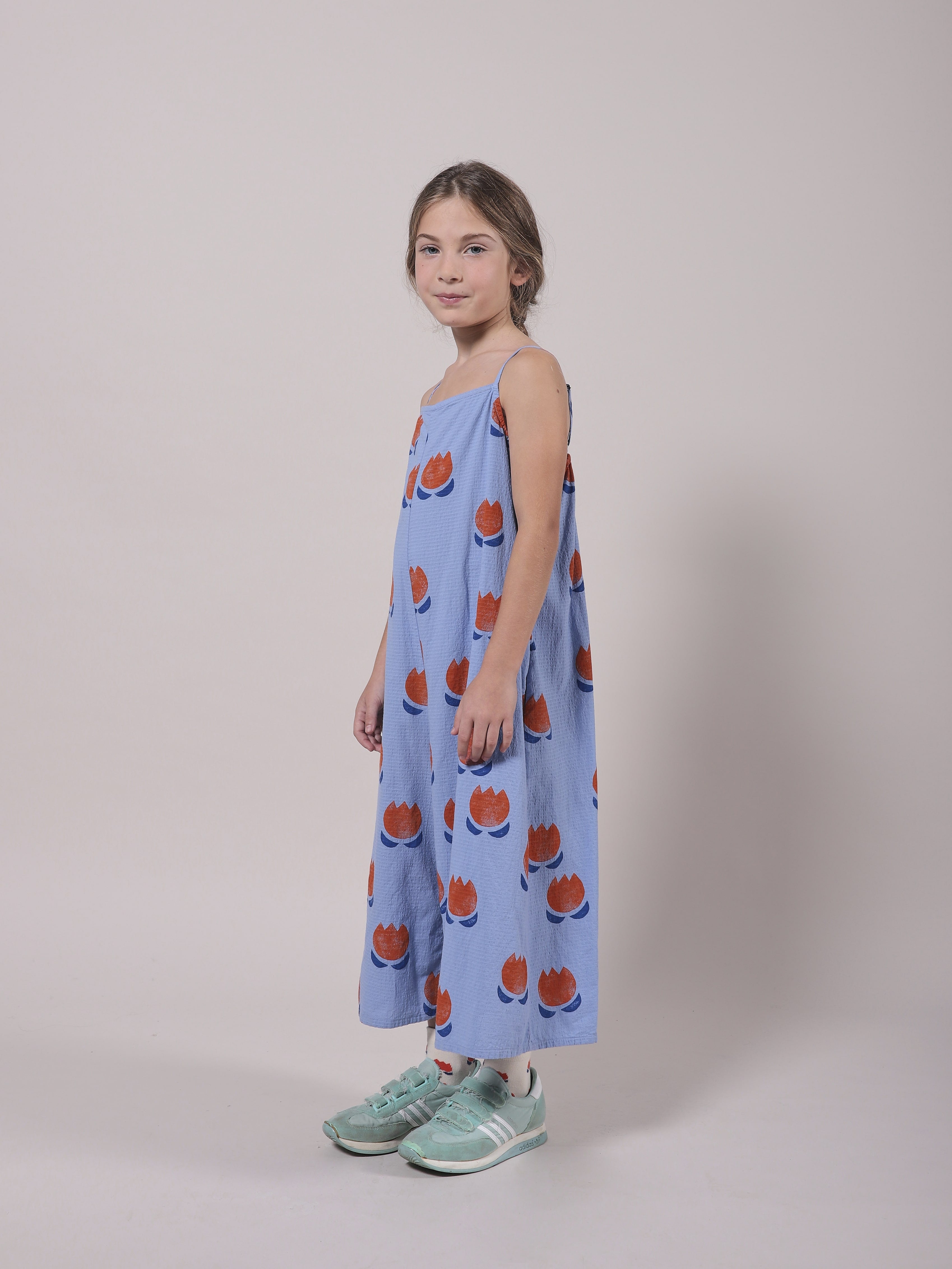 Girls Blue Printing Cotton Jumpsuit
