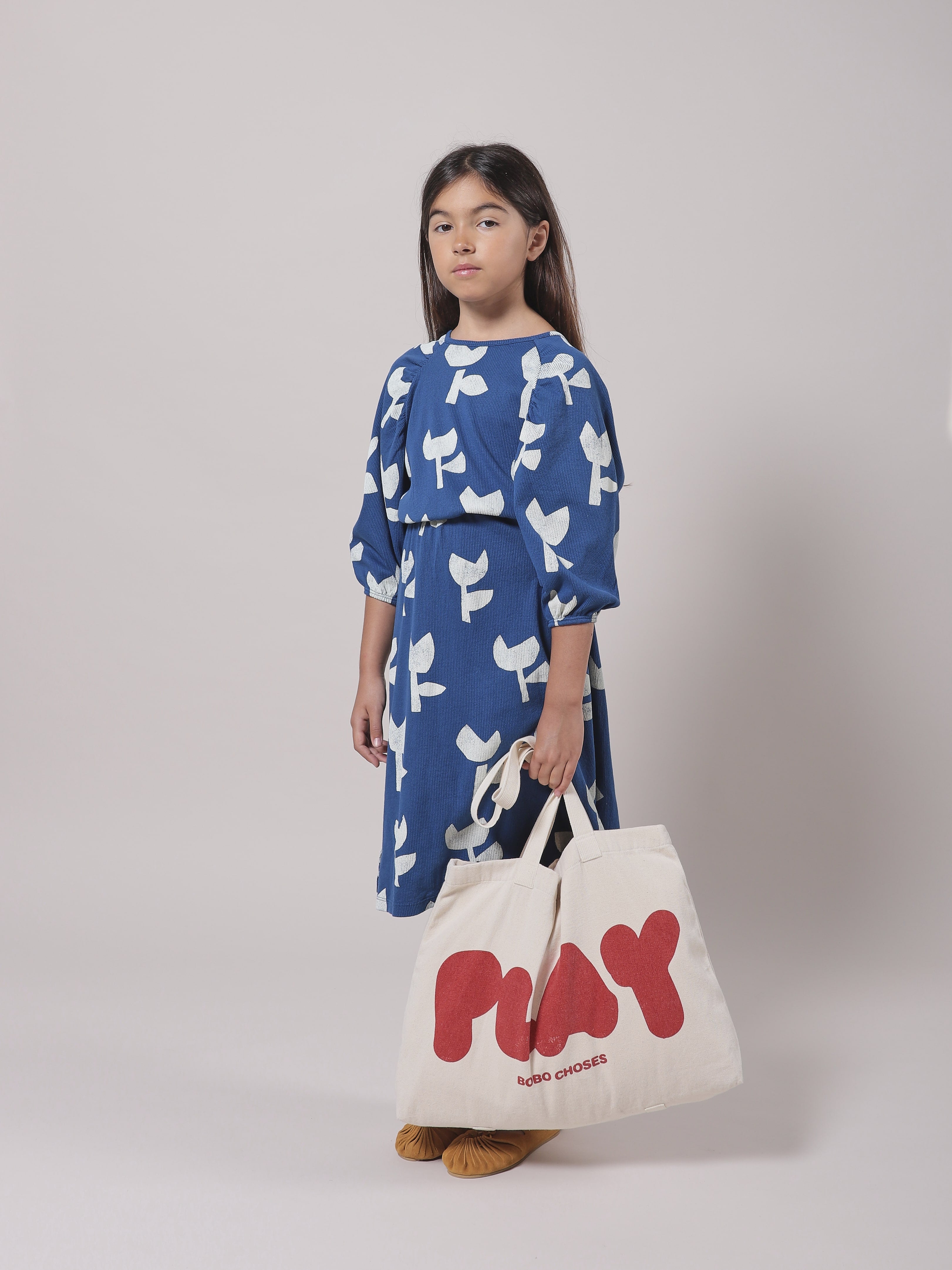 Girls Blue Poppy Cotton Dress