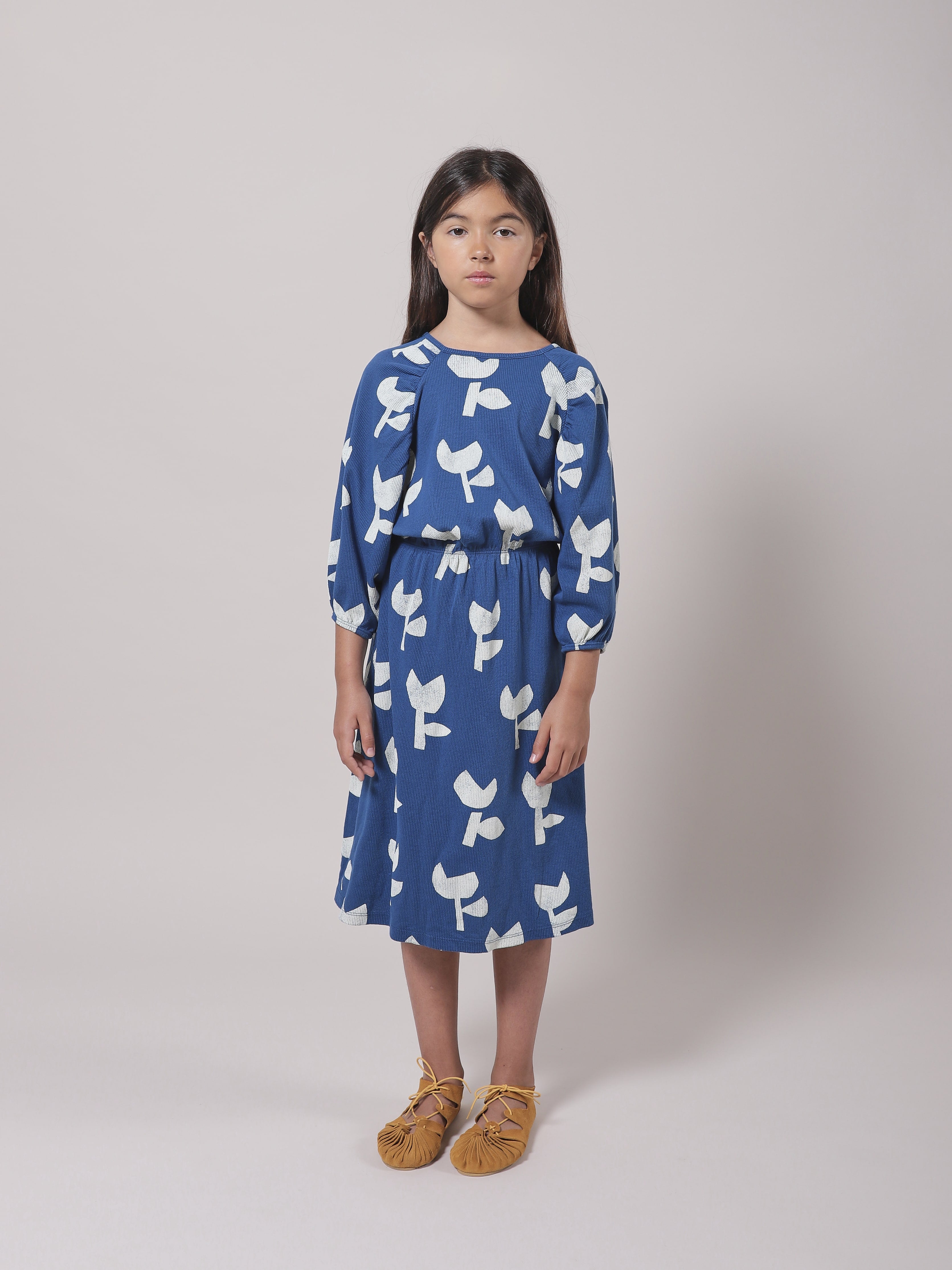 Girls Blue Poppy Cotton Dress