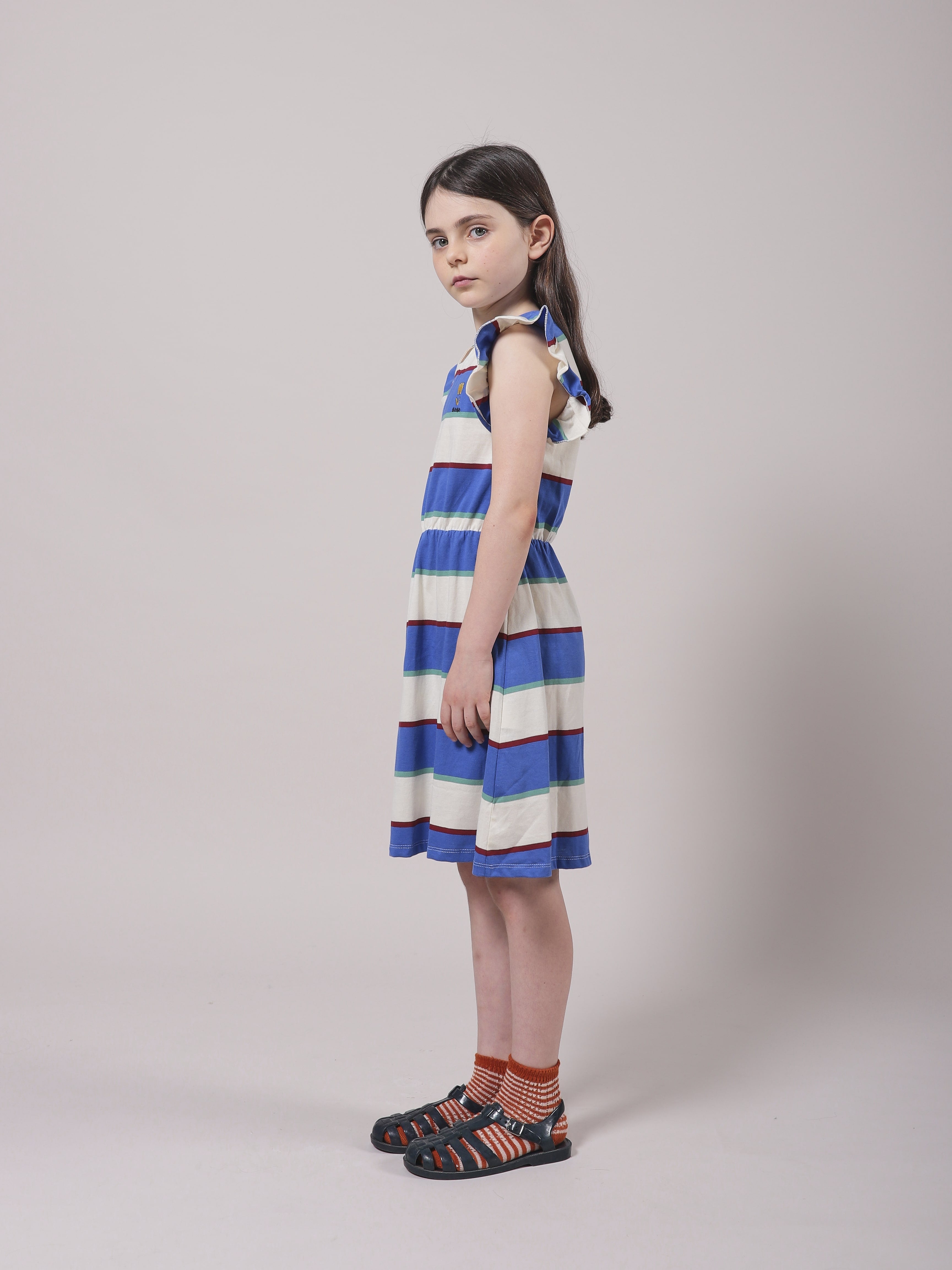 Girls Blue Stripes Cotton Dress