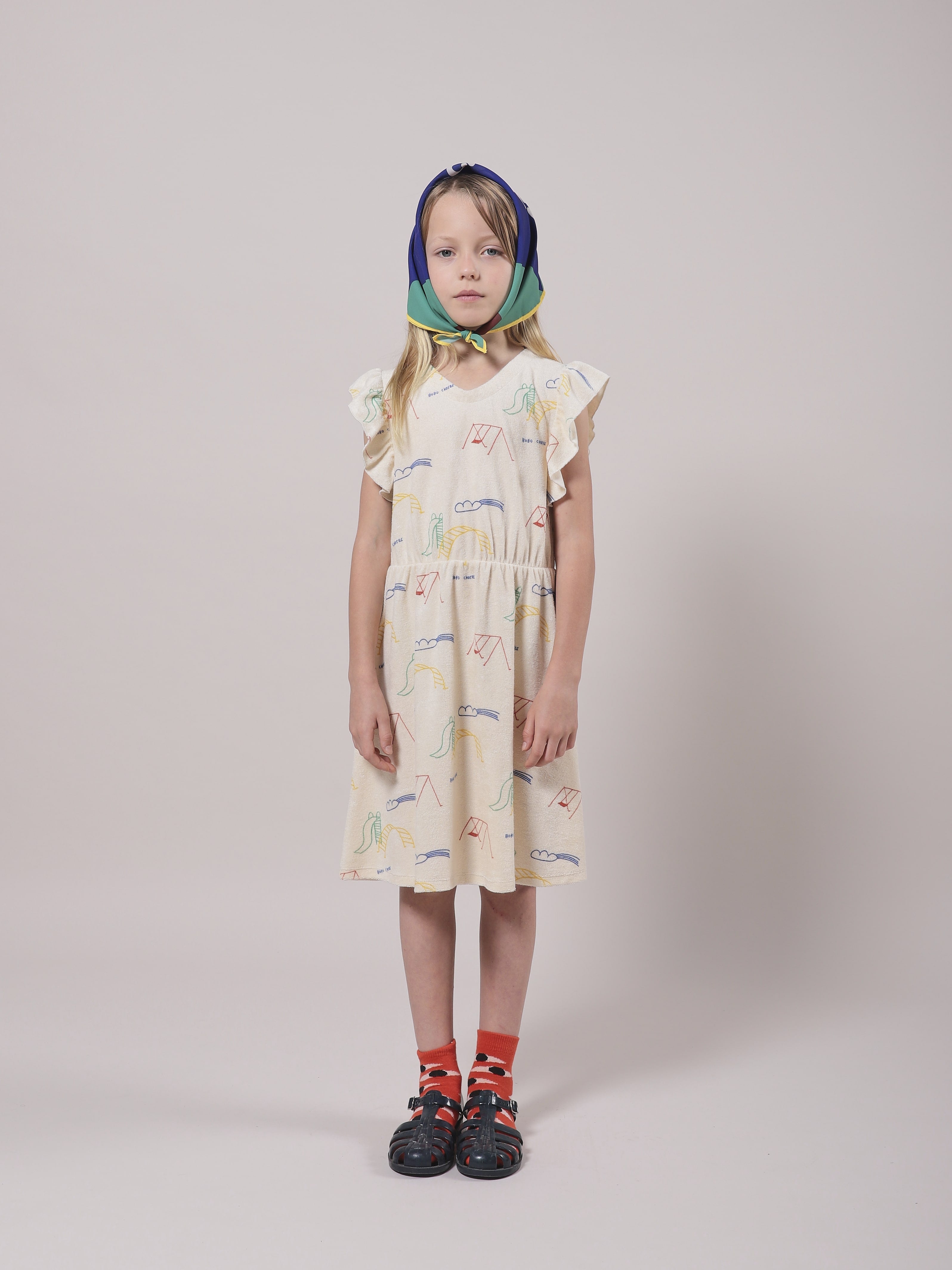 Girls White Playground Cotton Dress