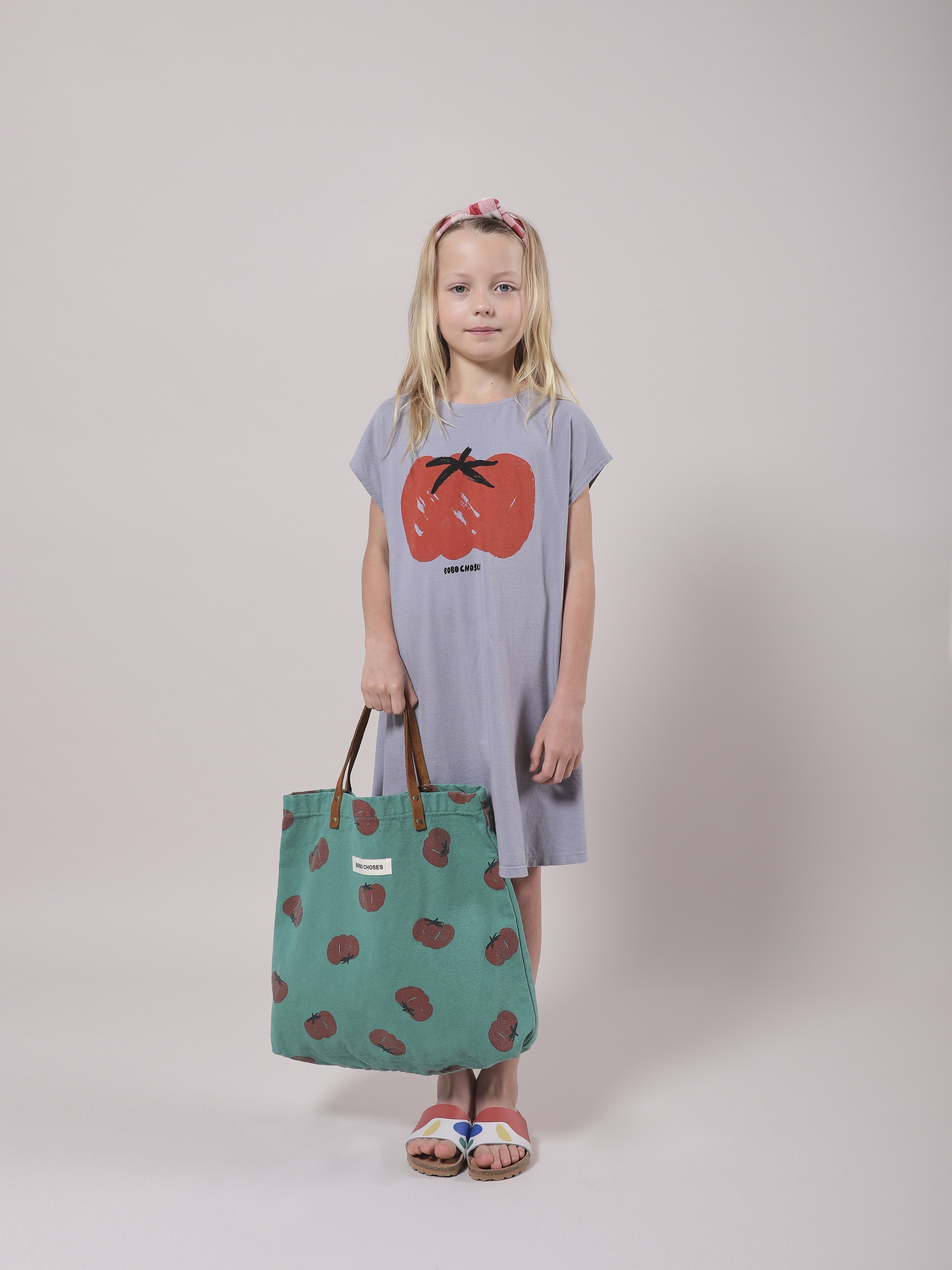 Girls Lavender Tomato Cotton Dress