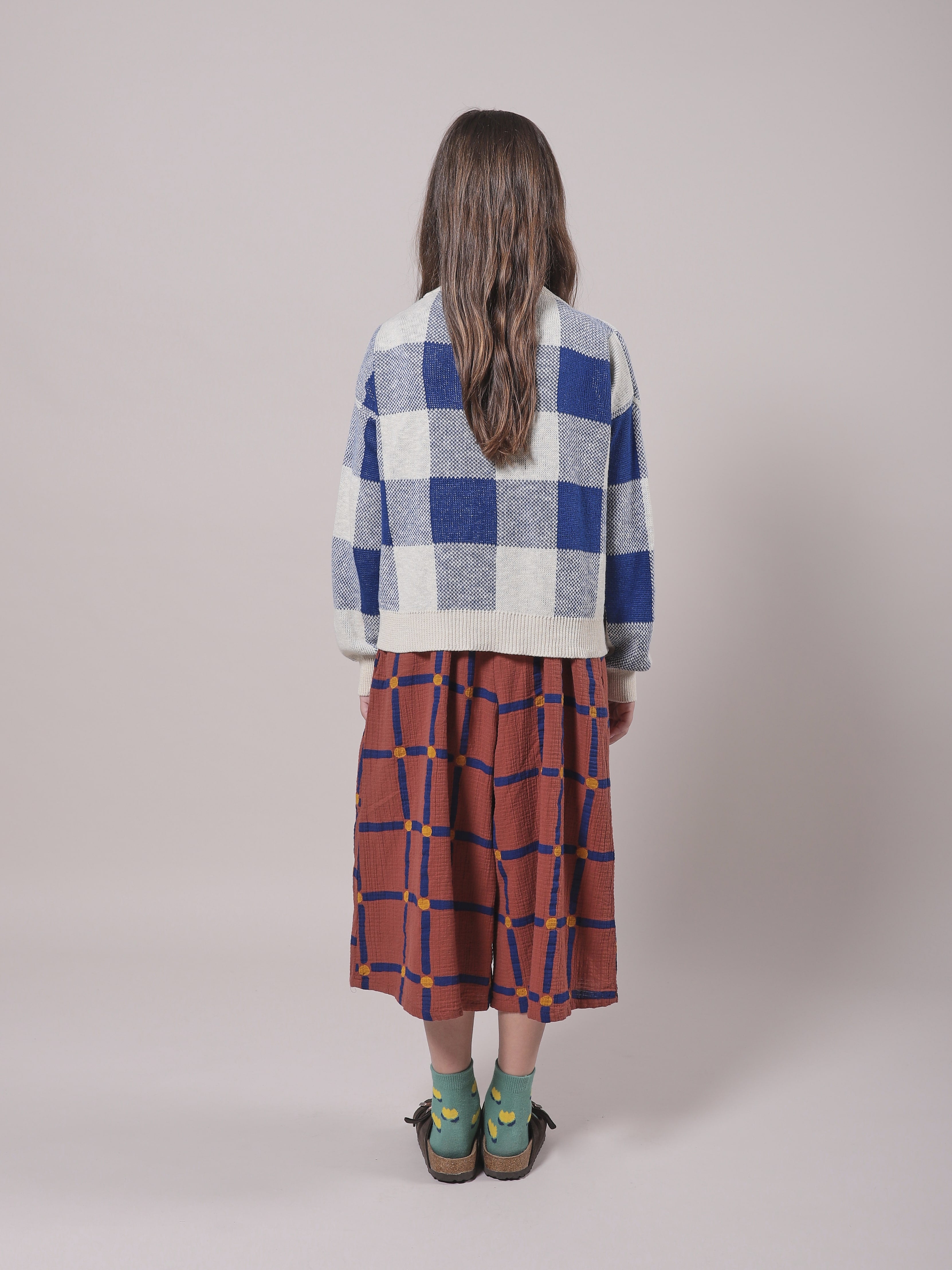 Girls Blue Check Cardigan
