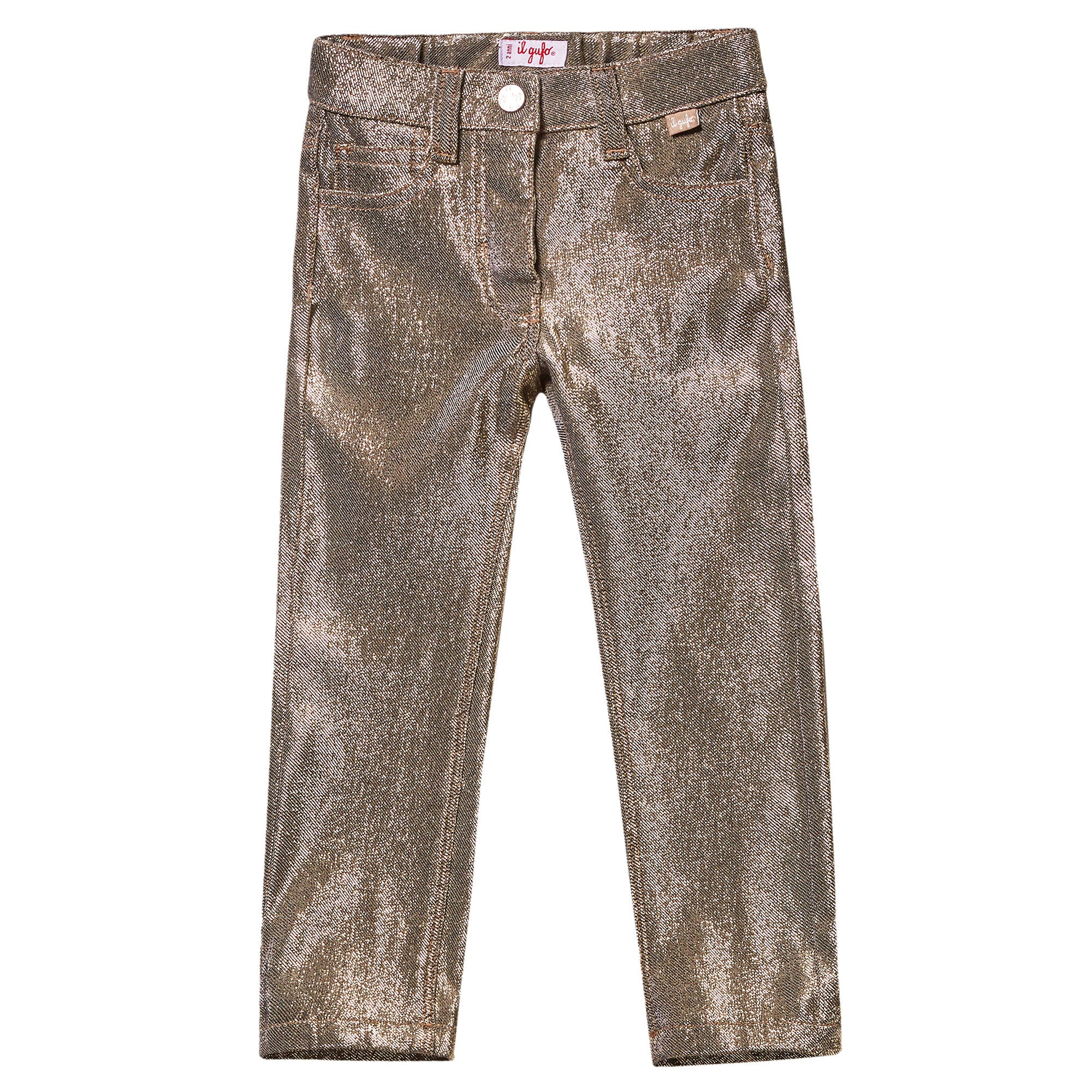 Girls Gold Metallic Cotton Trousers - CÉMAROSE | Children's Fashion Store