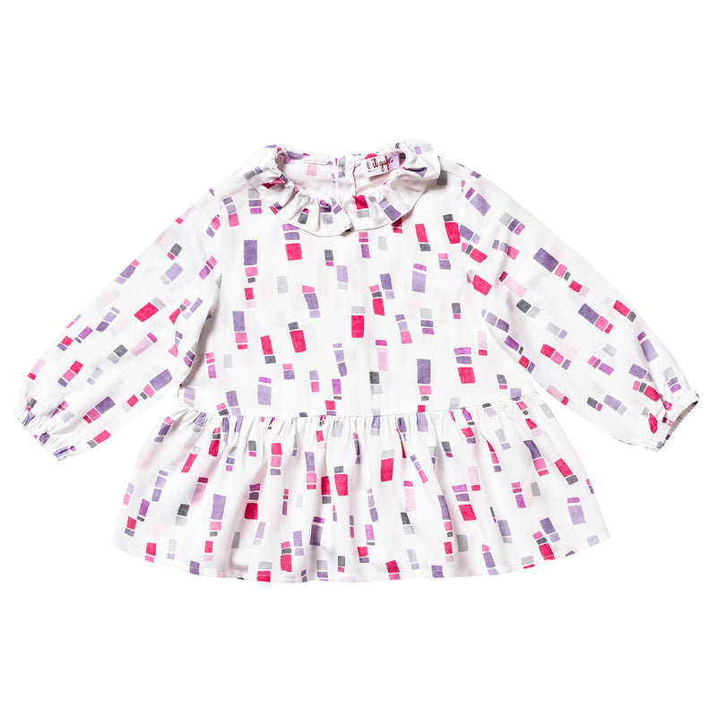 Girls Orchid Pink Colorful Printed Ruffled Collar Shirt - CÉMAROSE | Children's Fashion Store