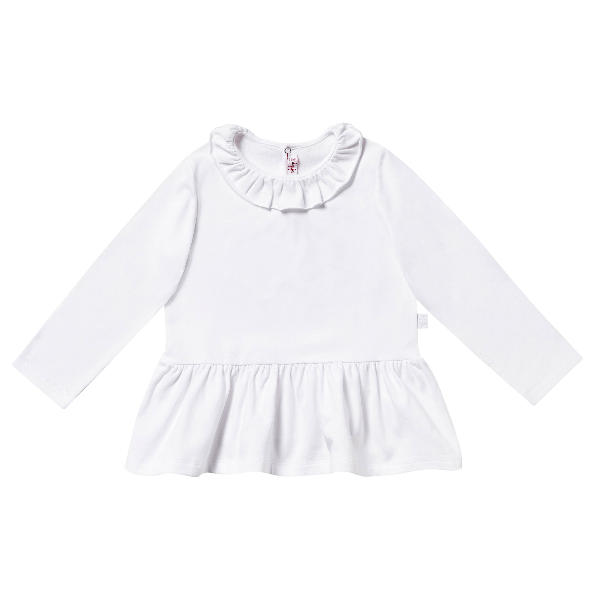 Girls White Ruffled Collar T-Shirt With Skirt - CÉMAROSE | Children's Fashion Store