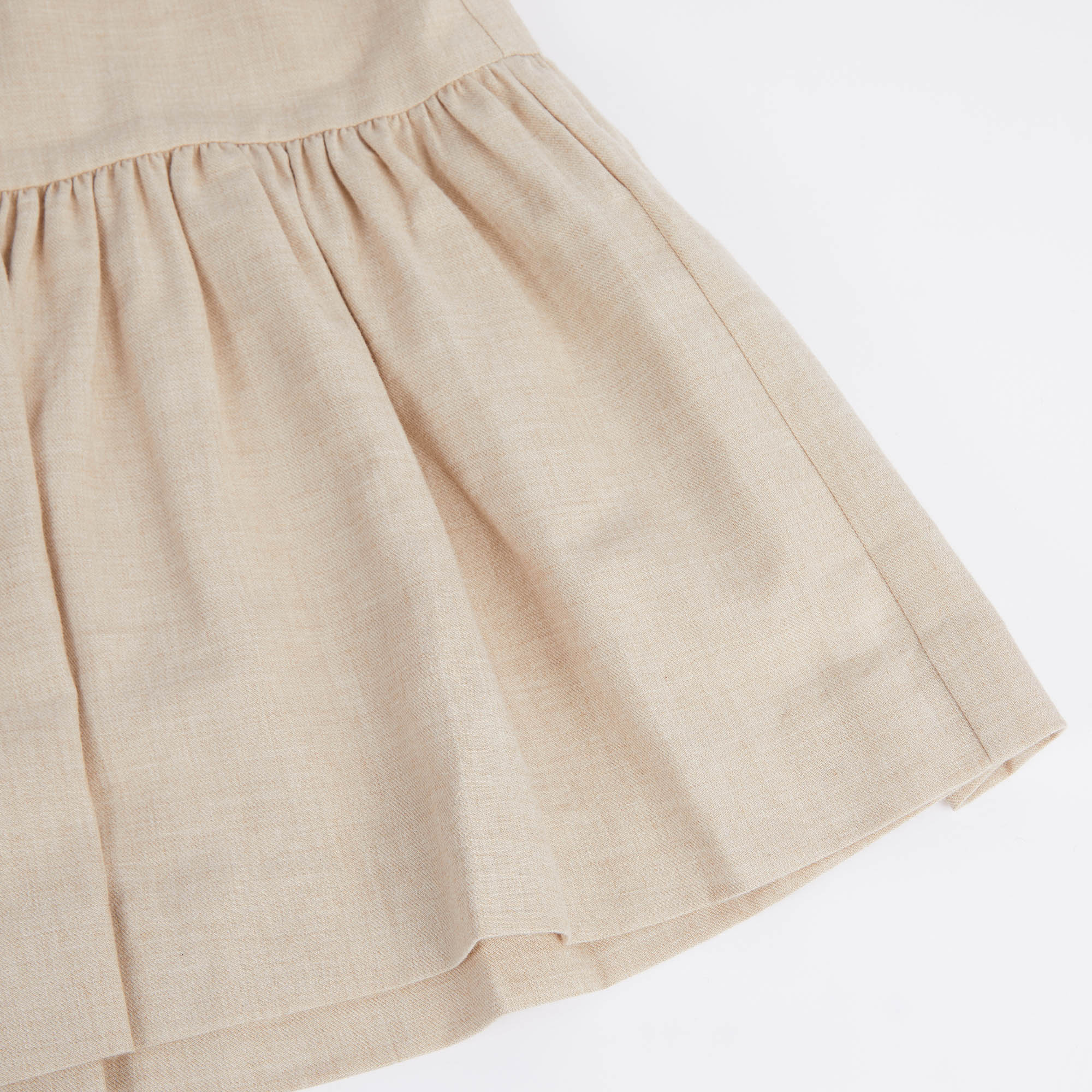 Girls Beige Logo Cotton Dress