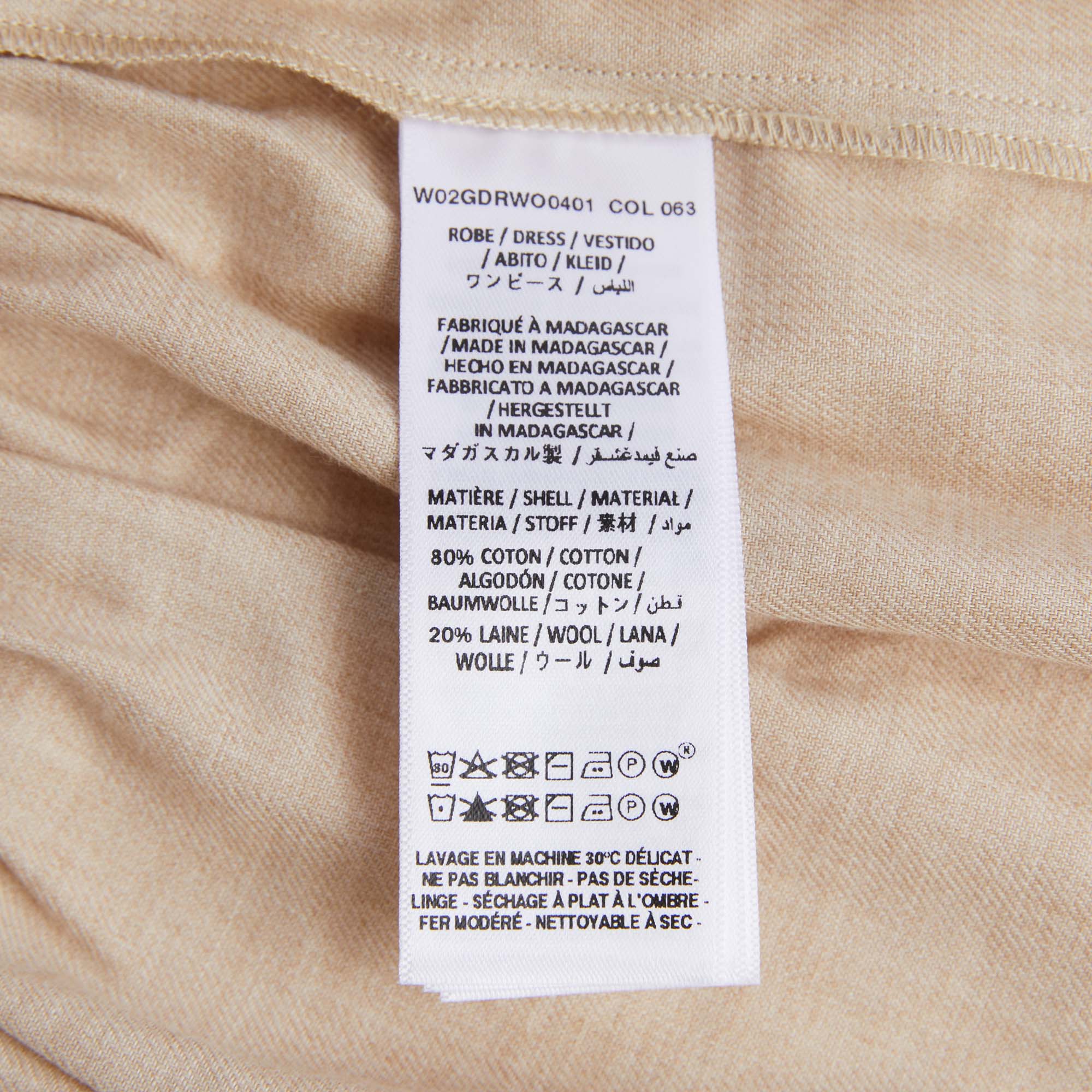 Girls Beige Logo Cotton Dress