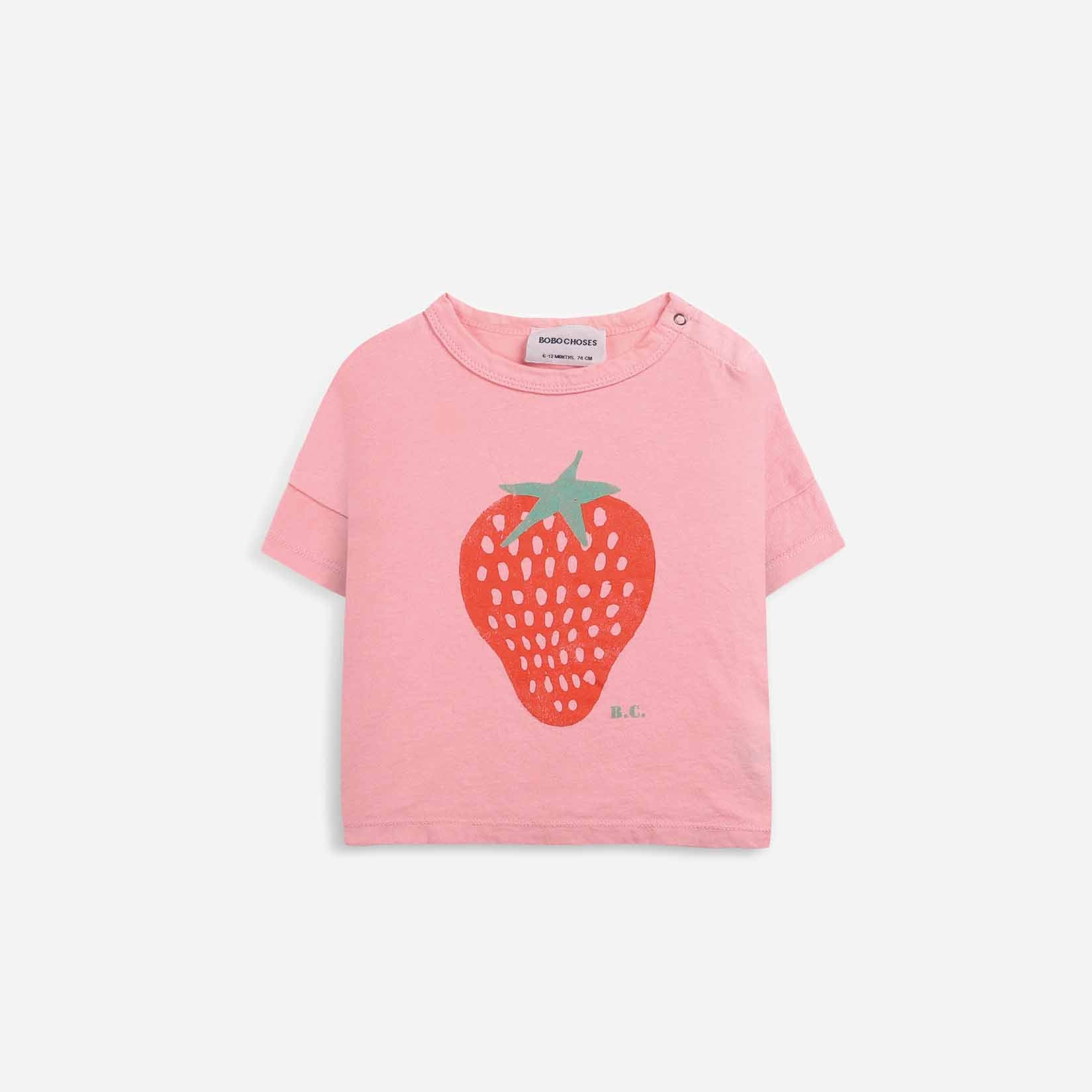 Baby Girls Pink Strawberry Cotton T-Shirt